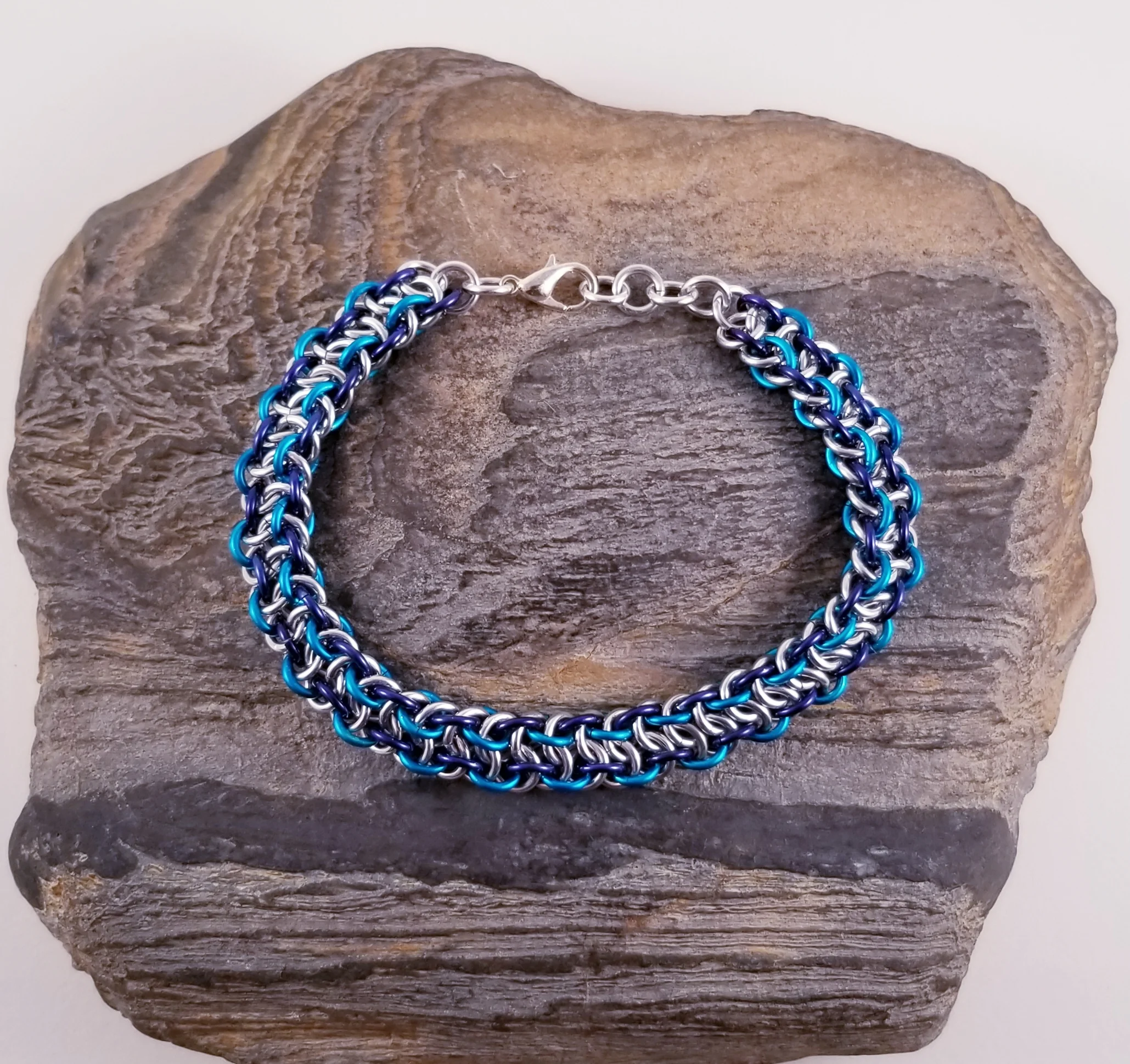 Bracelet- Vipera Berus Silver and Shades of Blue