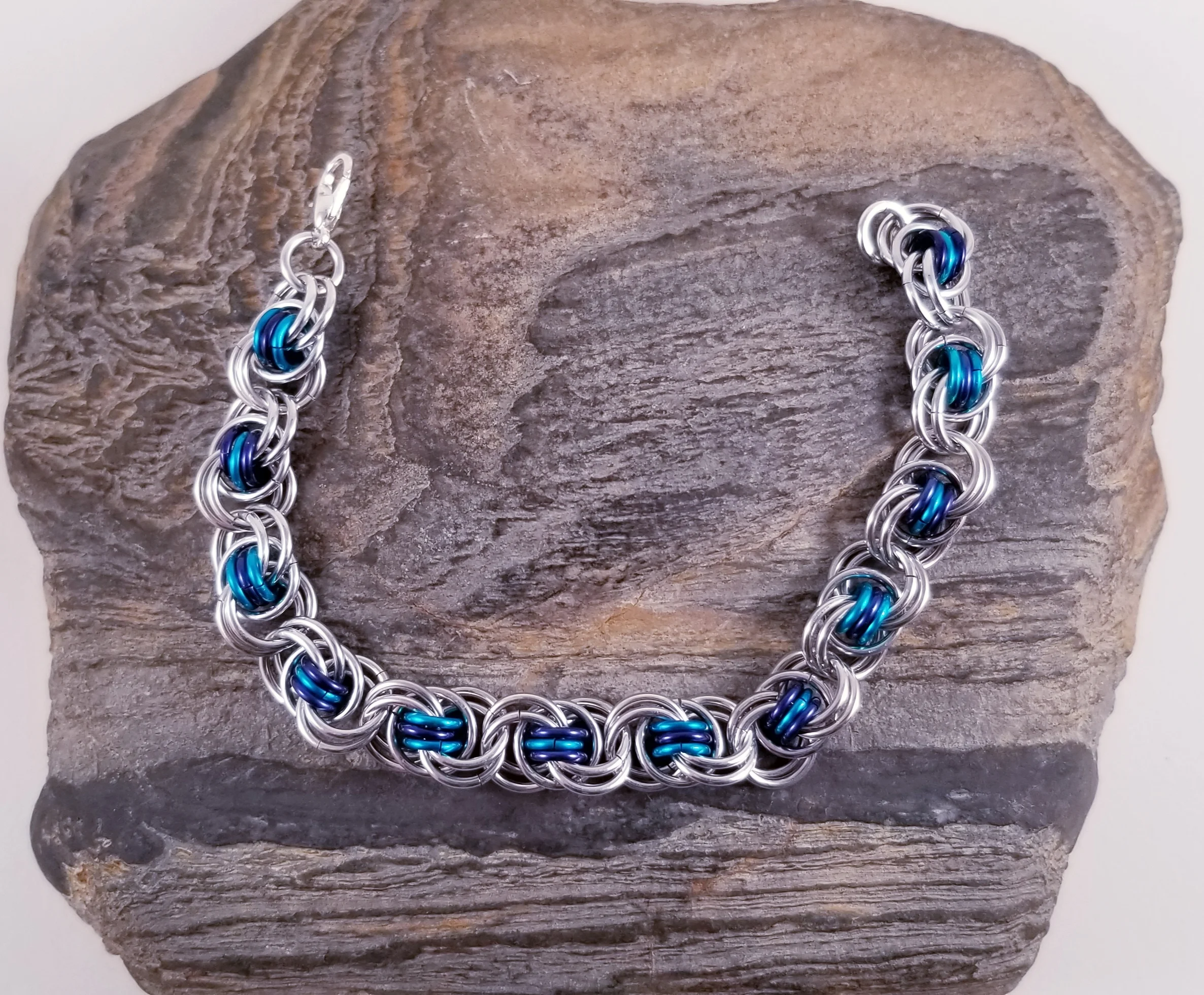 Bracelet- Ocean Waves Silver and Blue