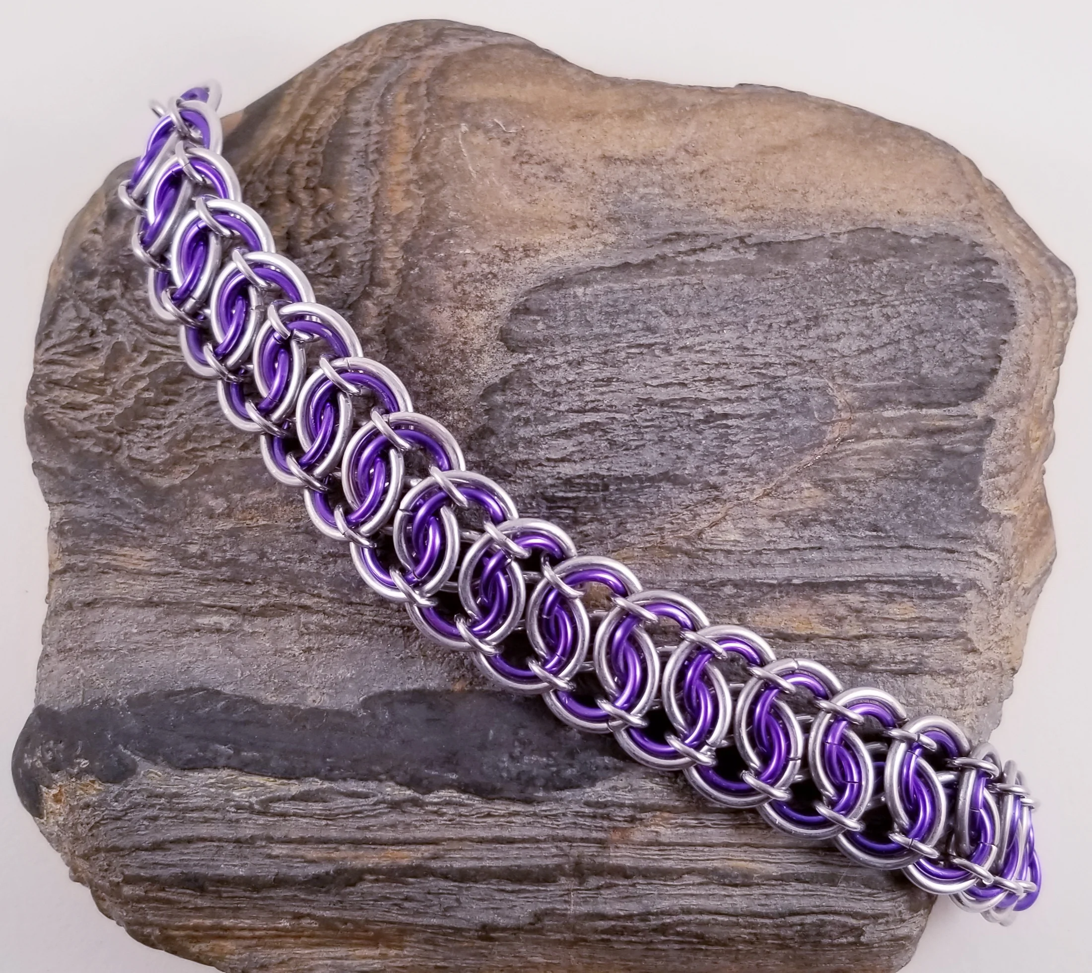 Bracelet- Garter belt Silver and Purple