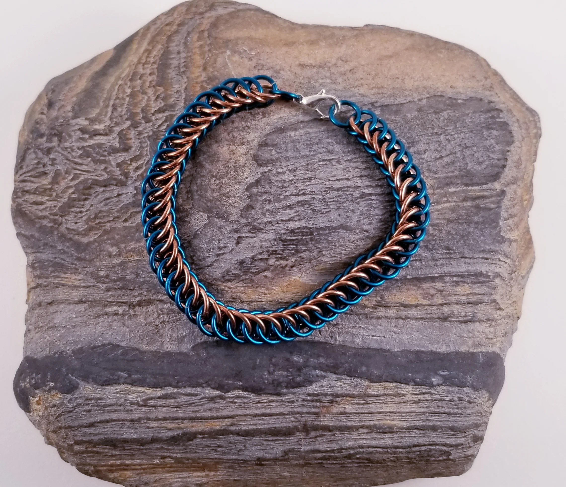 Bracelet- Half Persian 3 in 1 Teal and Bronze