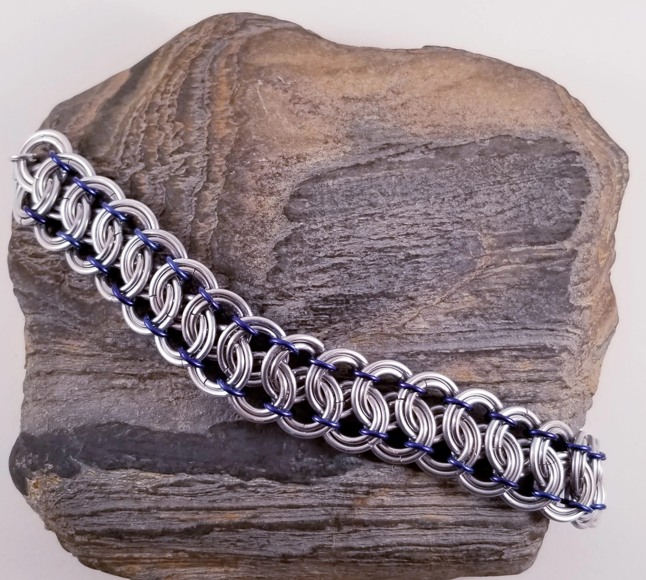 Bracelet- Garter Belt Silver and Blue