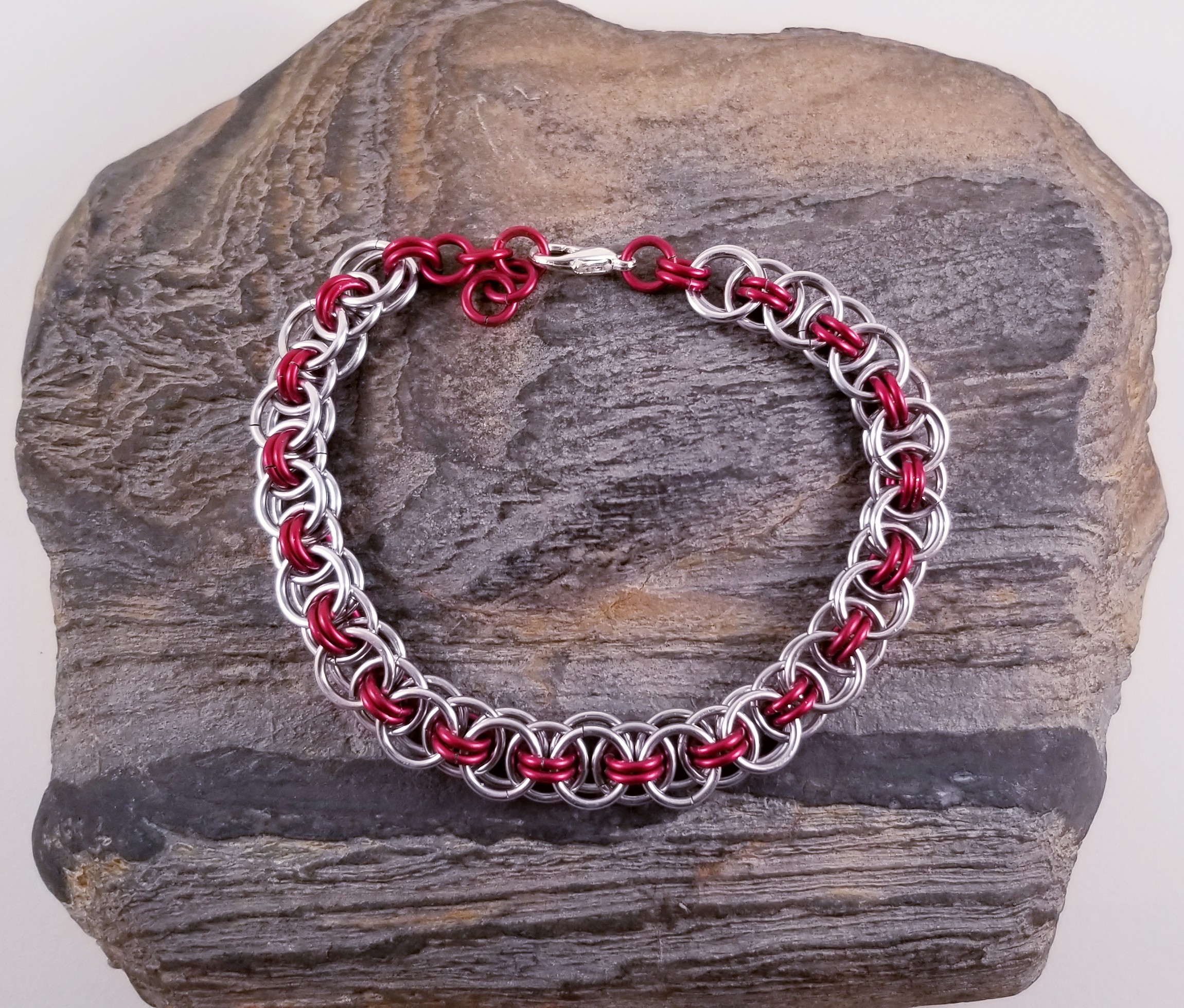 Bracelet- Helm Silver and Red