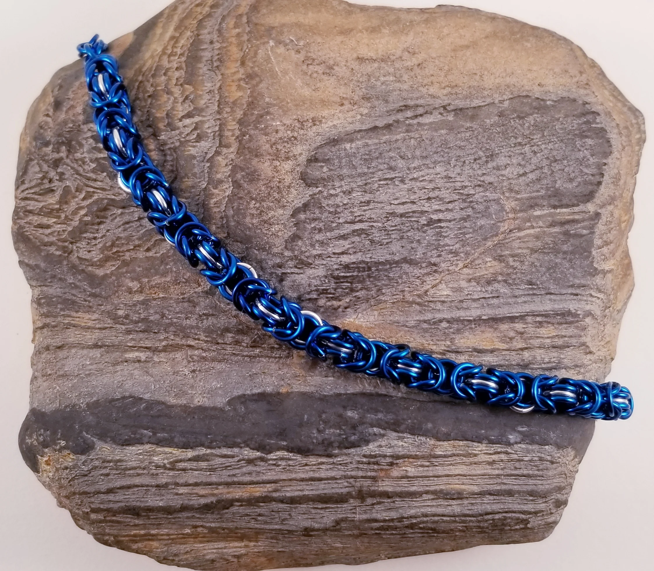 Bracelet- Byzantine Blue and Black Ice