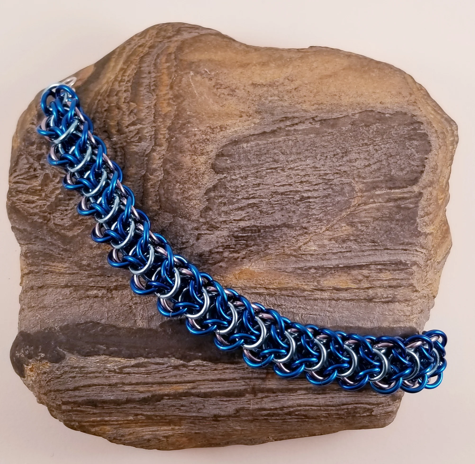 Bracelet- Elfweave Braid Shades of Blue and Silver