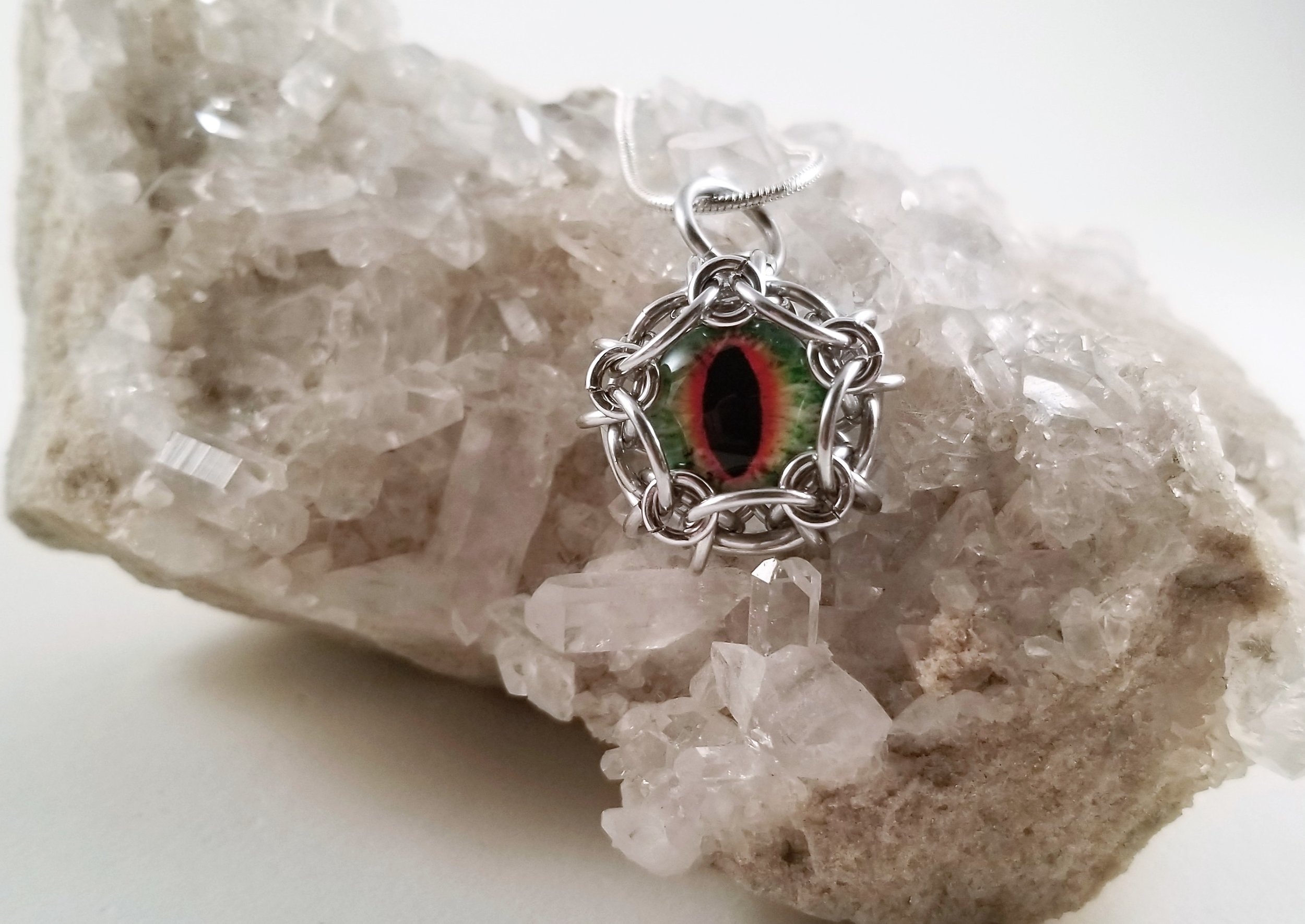 Pendant- Phaedra Dragon's Eye Green