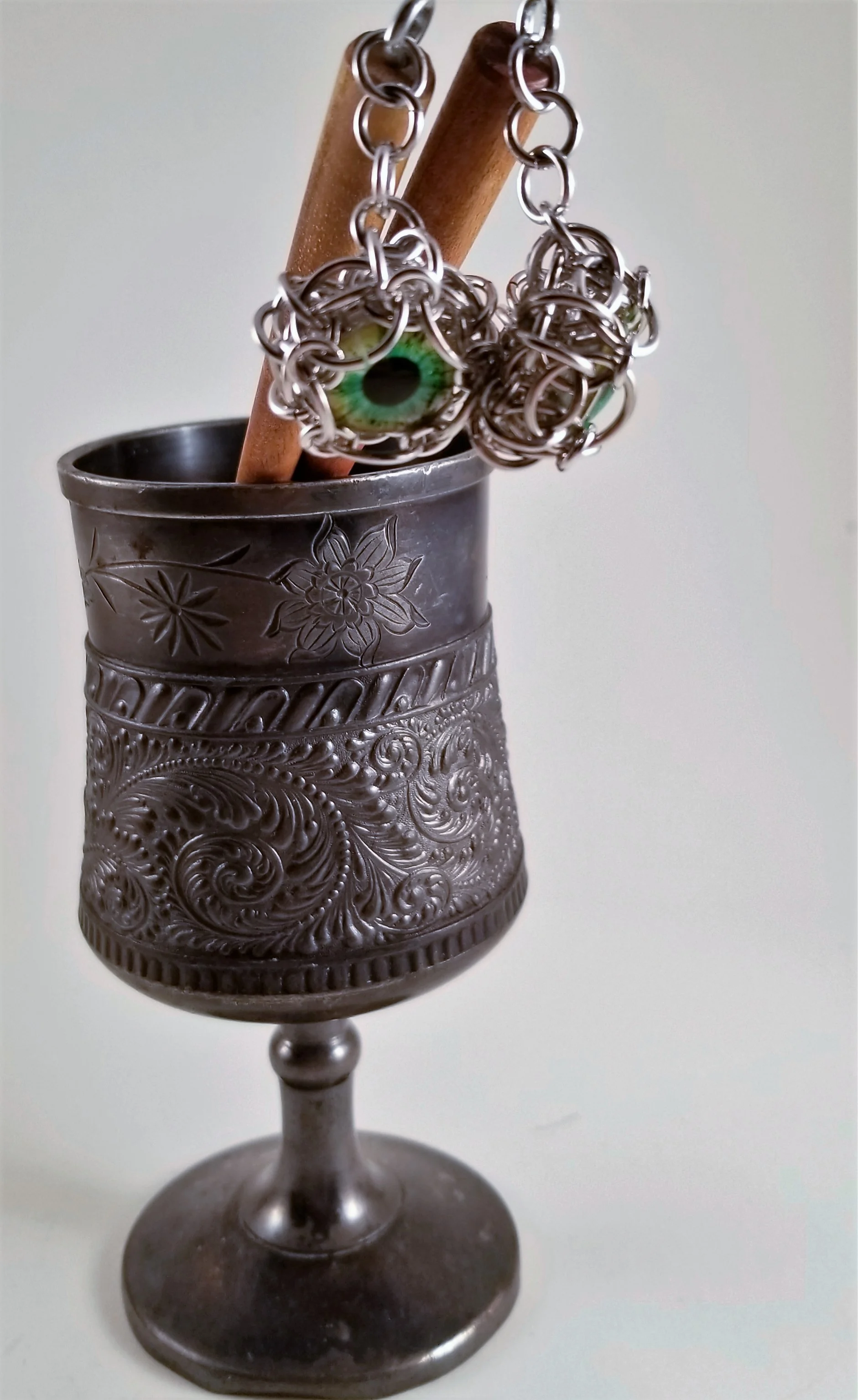 Hairsticks- Phaedra Dragon's Eye Yellow Green