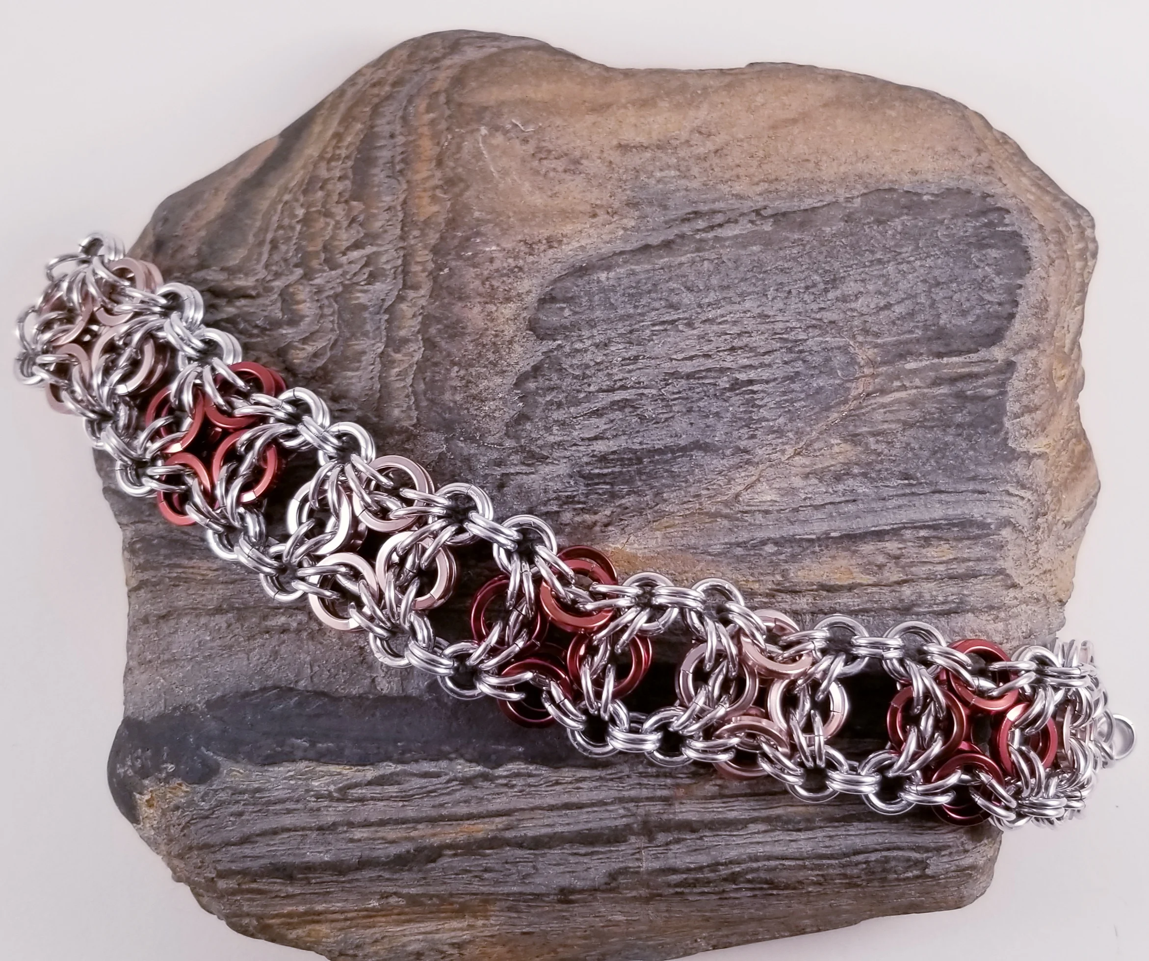 Bracelet- Celtic Labyrinth Silver, Champagne and Brown