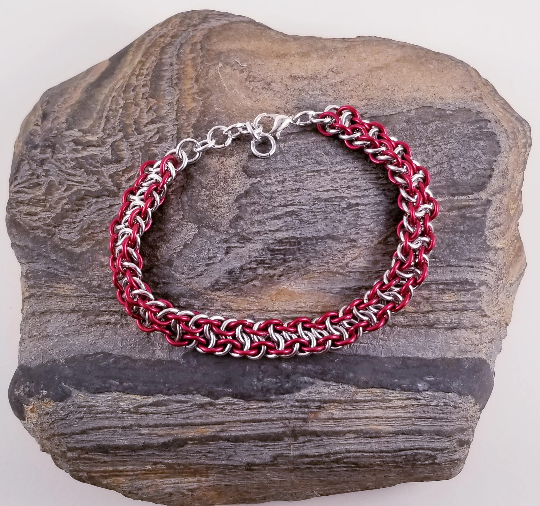 Bracelet- Vipera Berus Red and Silver