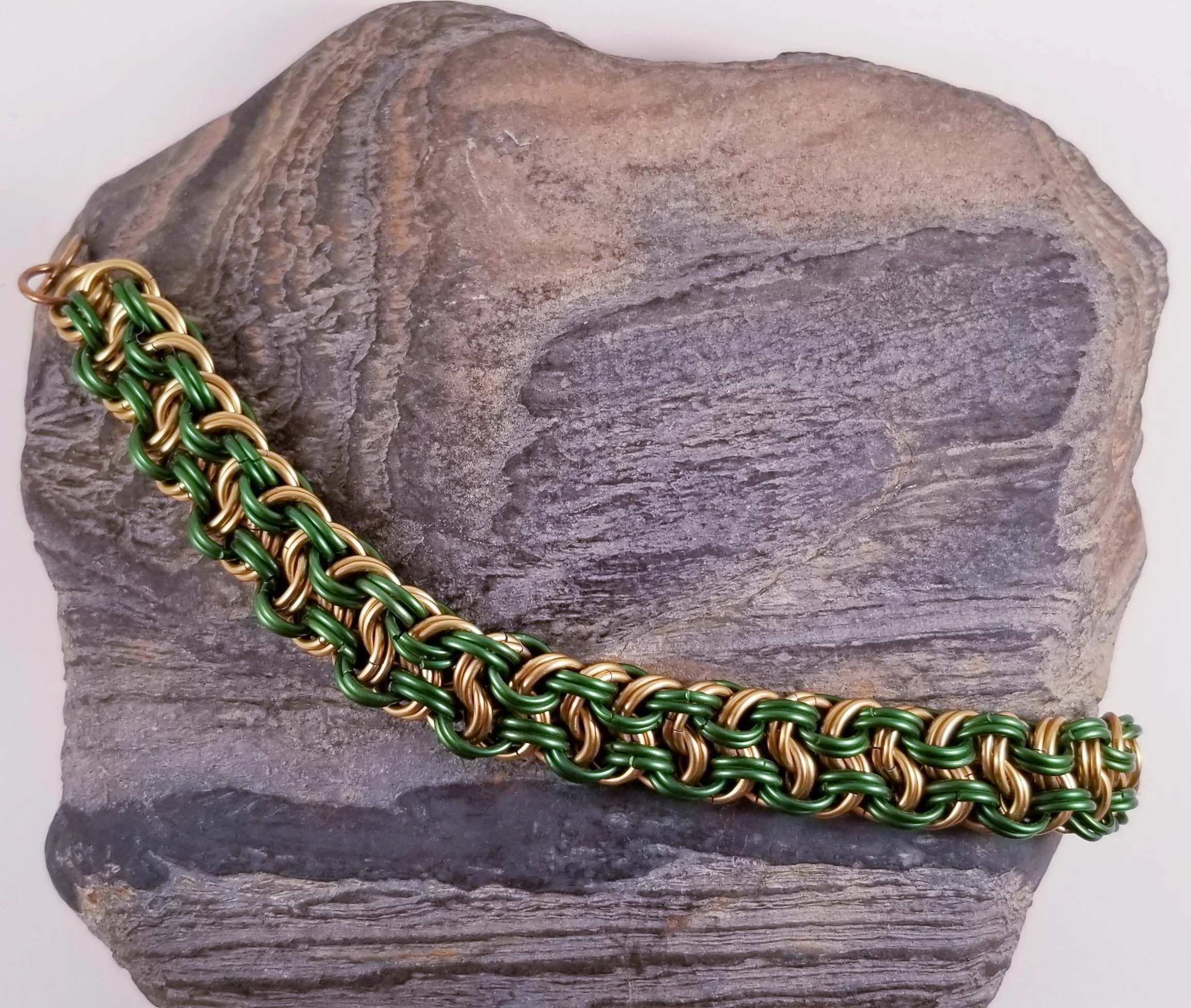 Bracelet- Kinged Vipera Berus Green and Gold