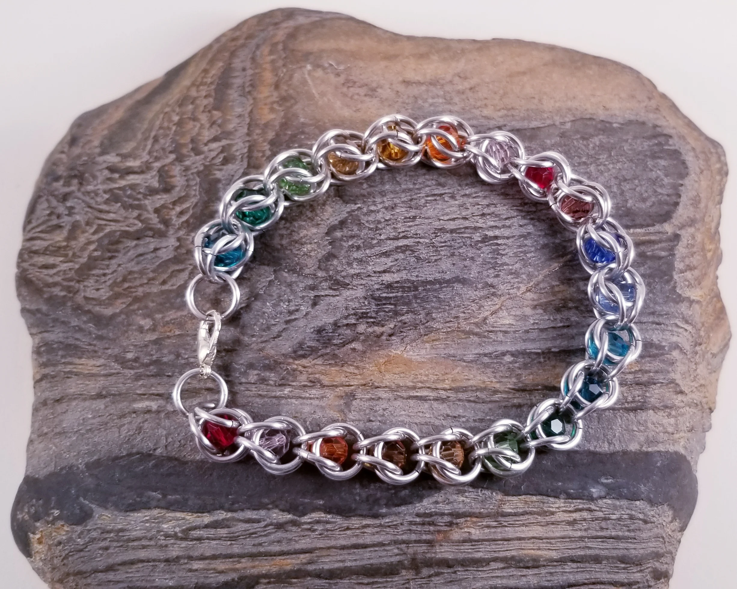 Bracelet- Captured Bead Rainbow