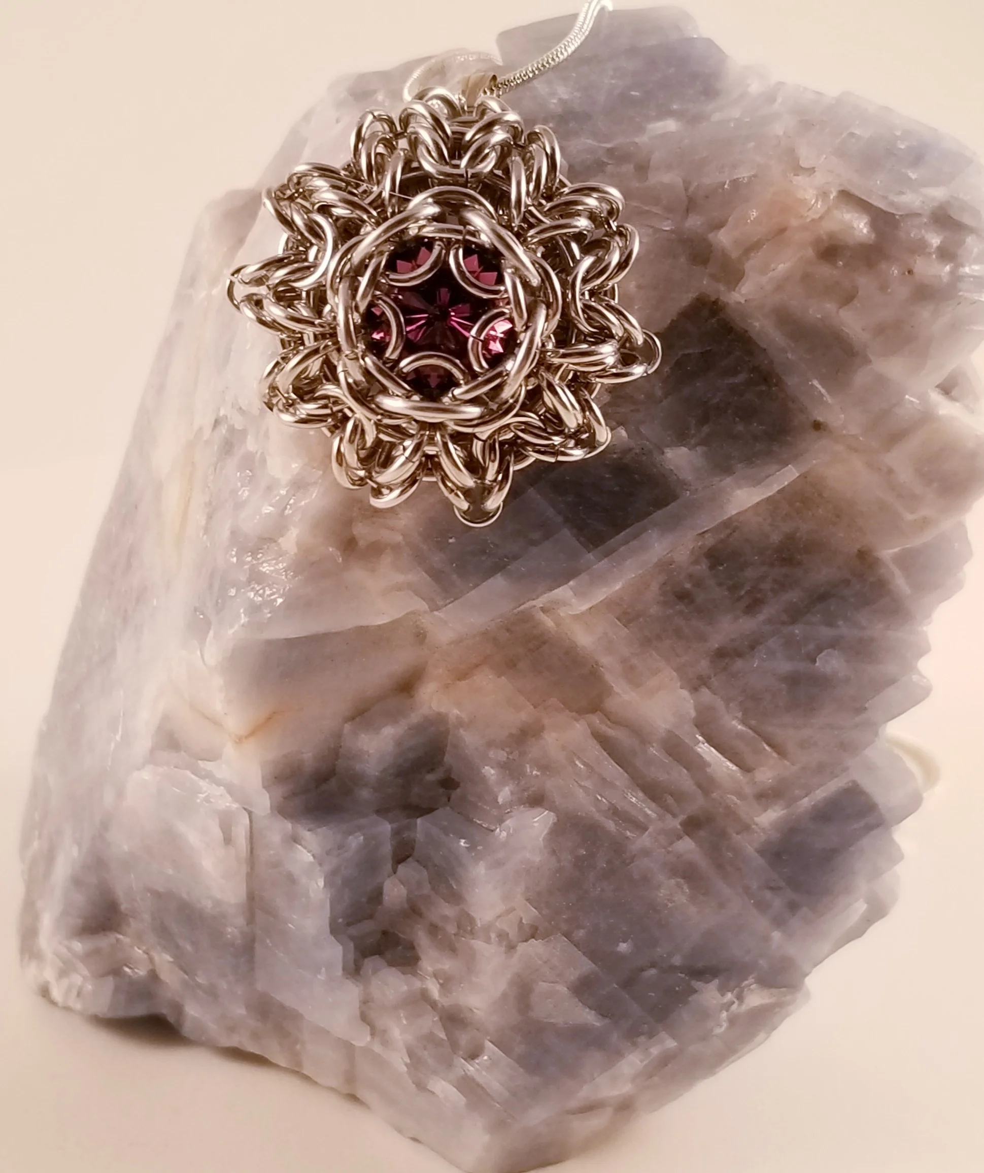 Pendant- Spiderweb Rivoli Purple