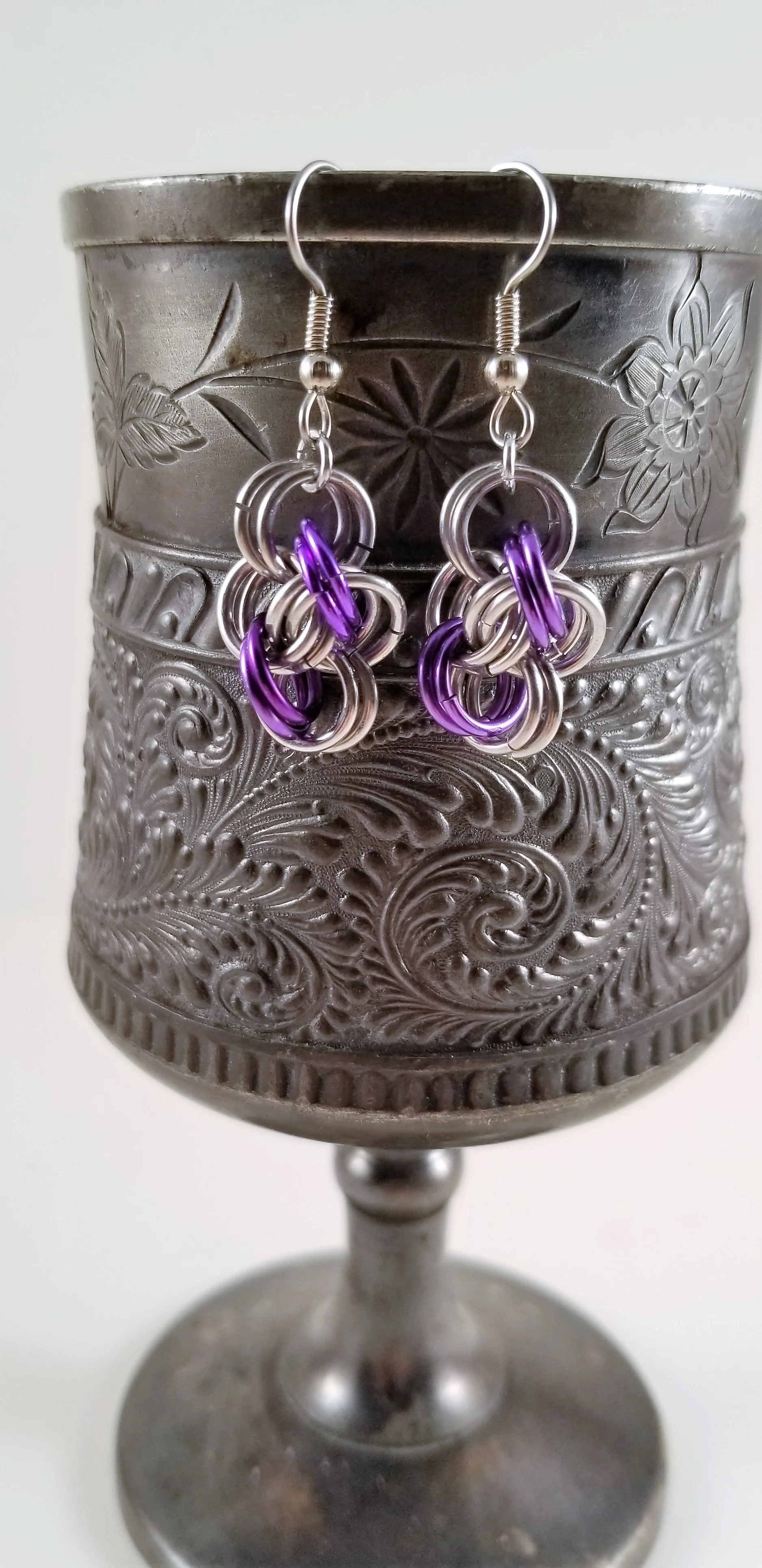 Earrings- Double Cloud Cover Silver and Purple