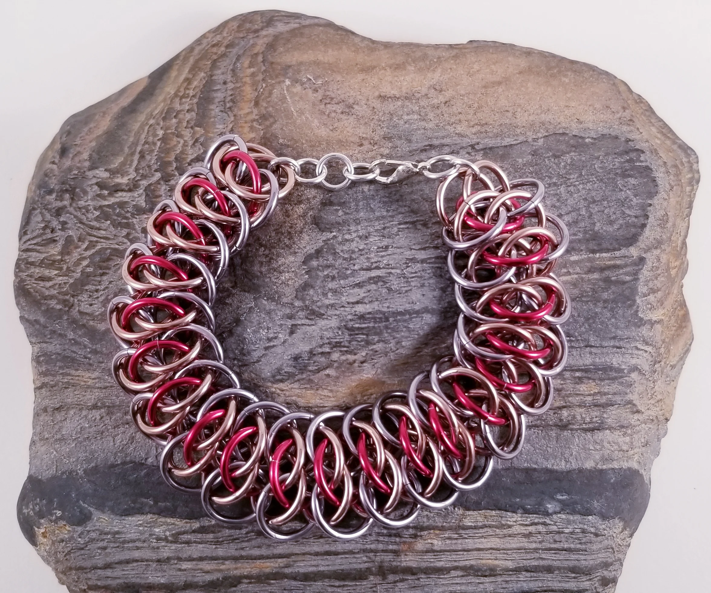 Bracelet- Viperscale Black Ice, Champagne and Red