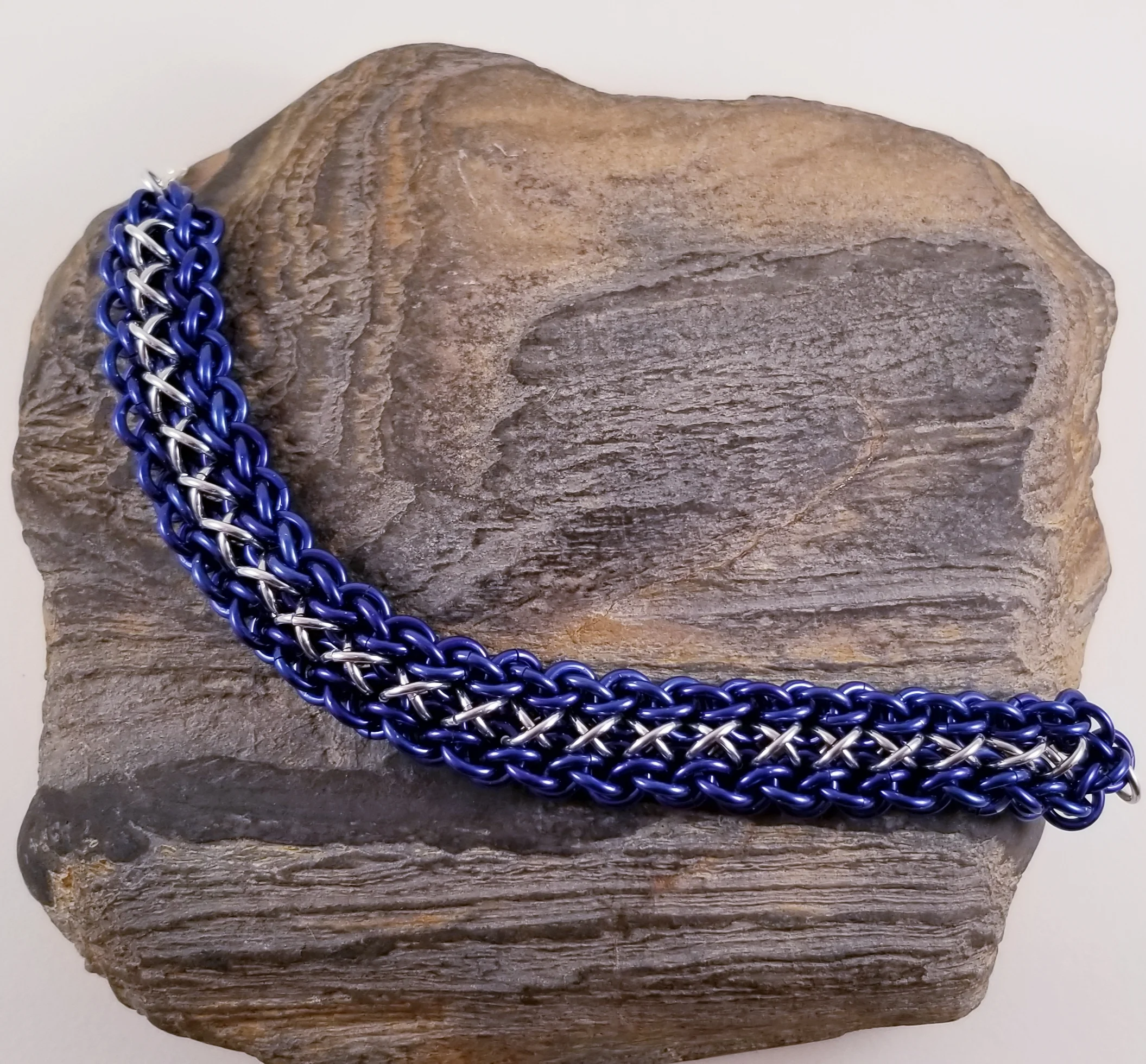 Bracelet- Raven's Braid Midnight Blue and Silver