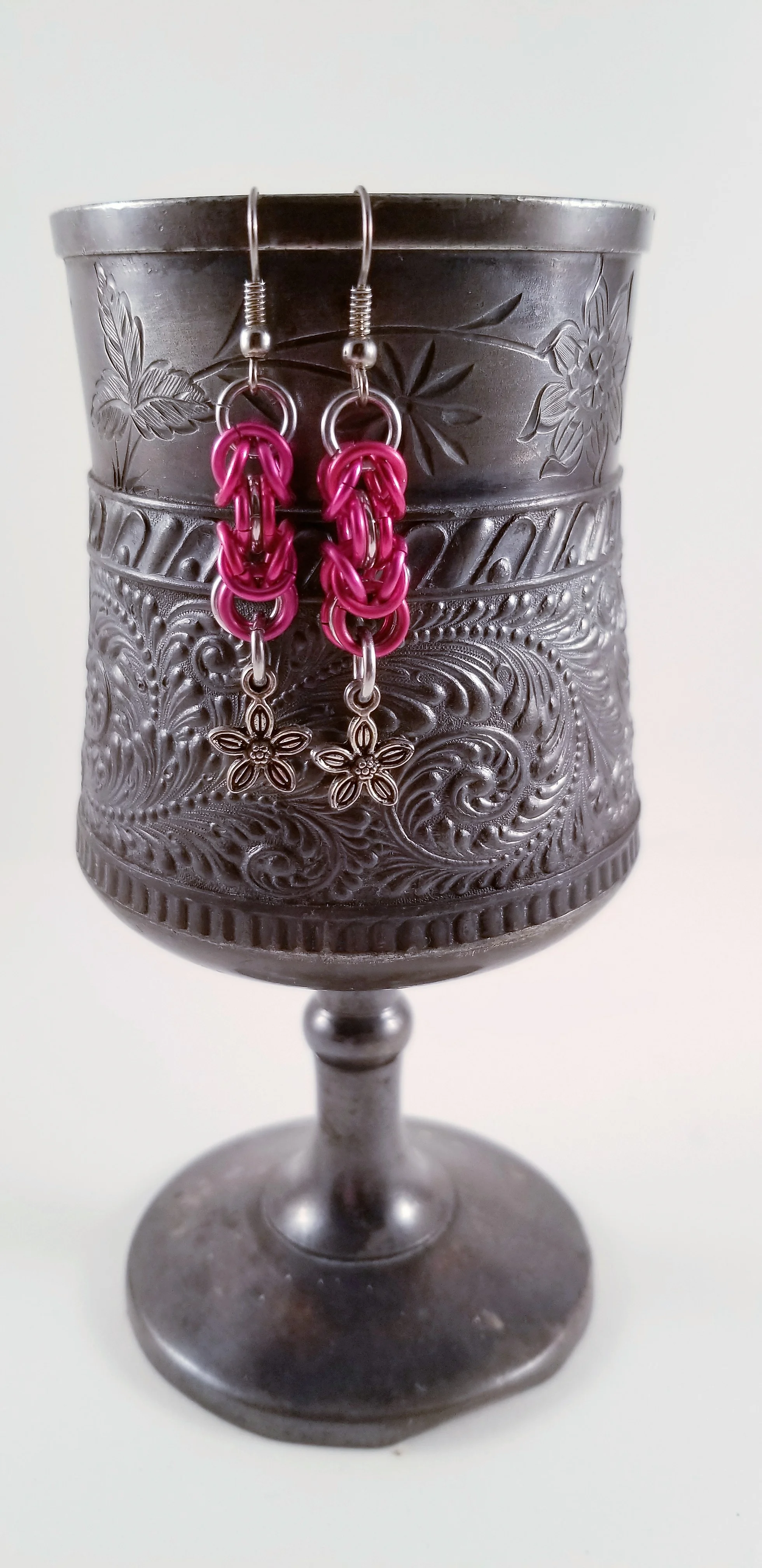 Earrings- Byzantine Pink Flowers