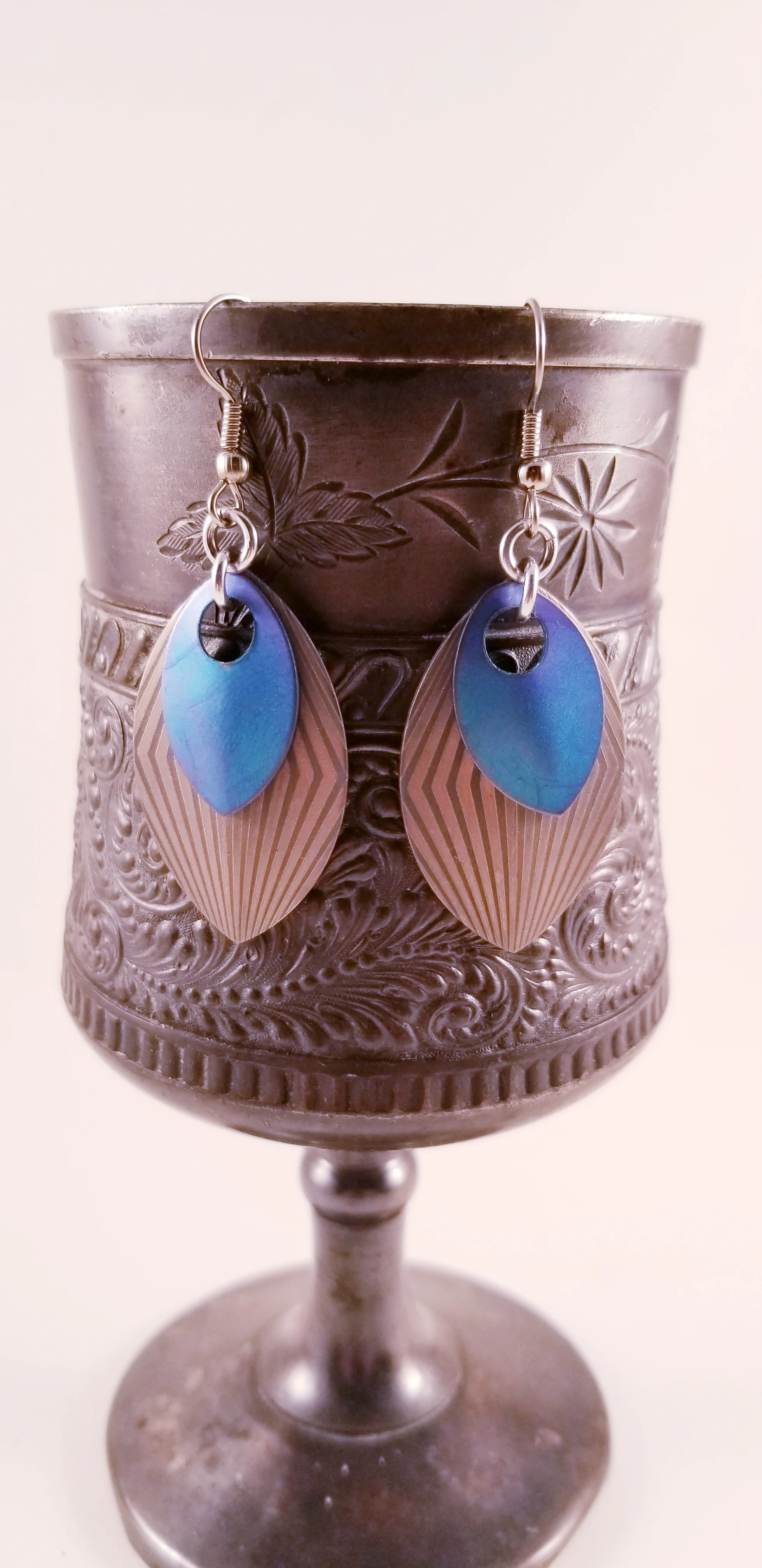 Earrings- Scales Blue Titanium and Illusion Stripes