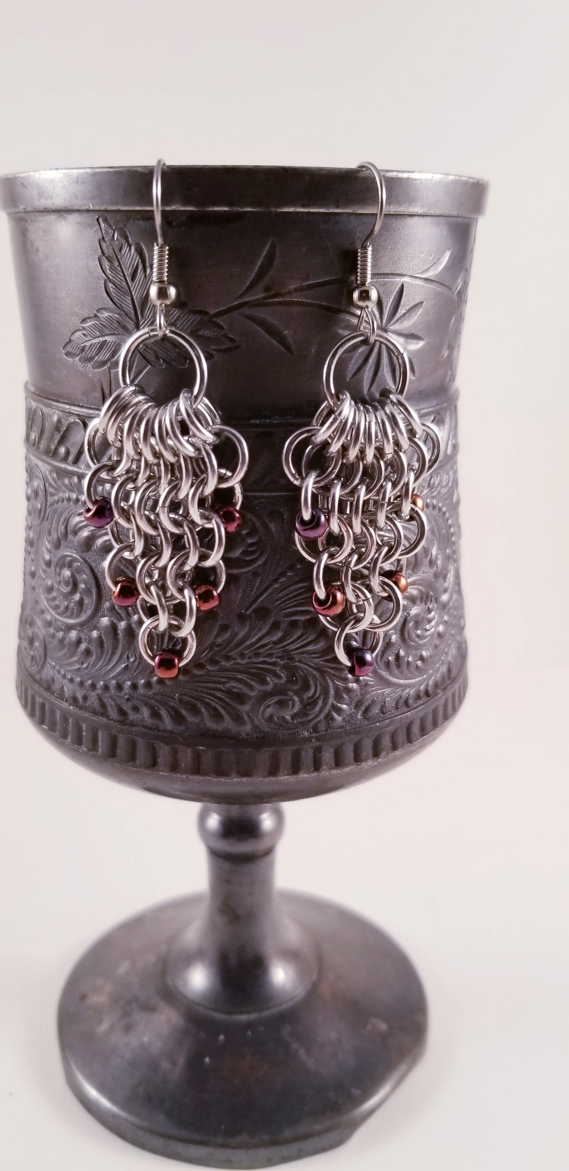 Earrings- European 4 in 1 Silver Beaded Cascade
