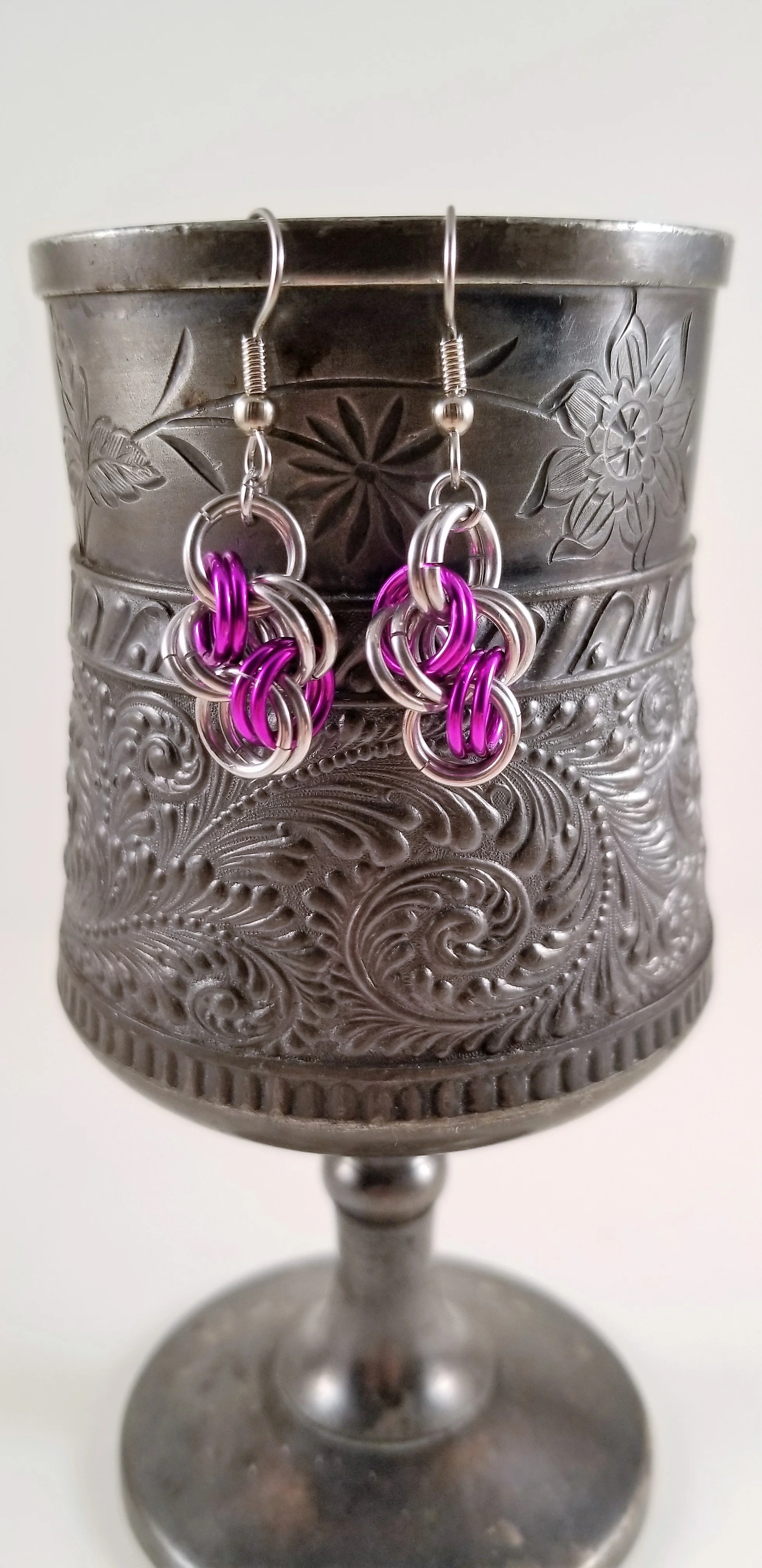 Earrings- Double Cloud Cover Silver and Pink