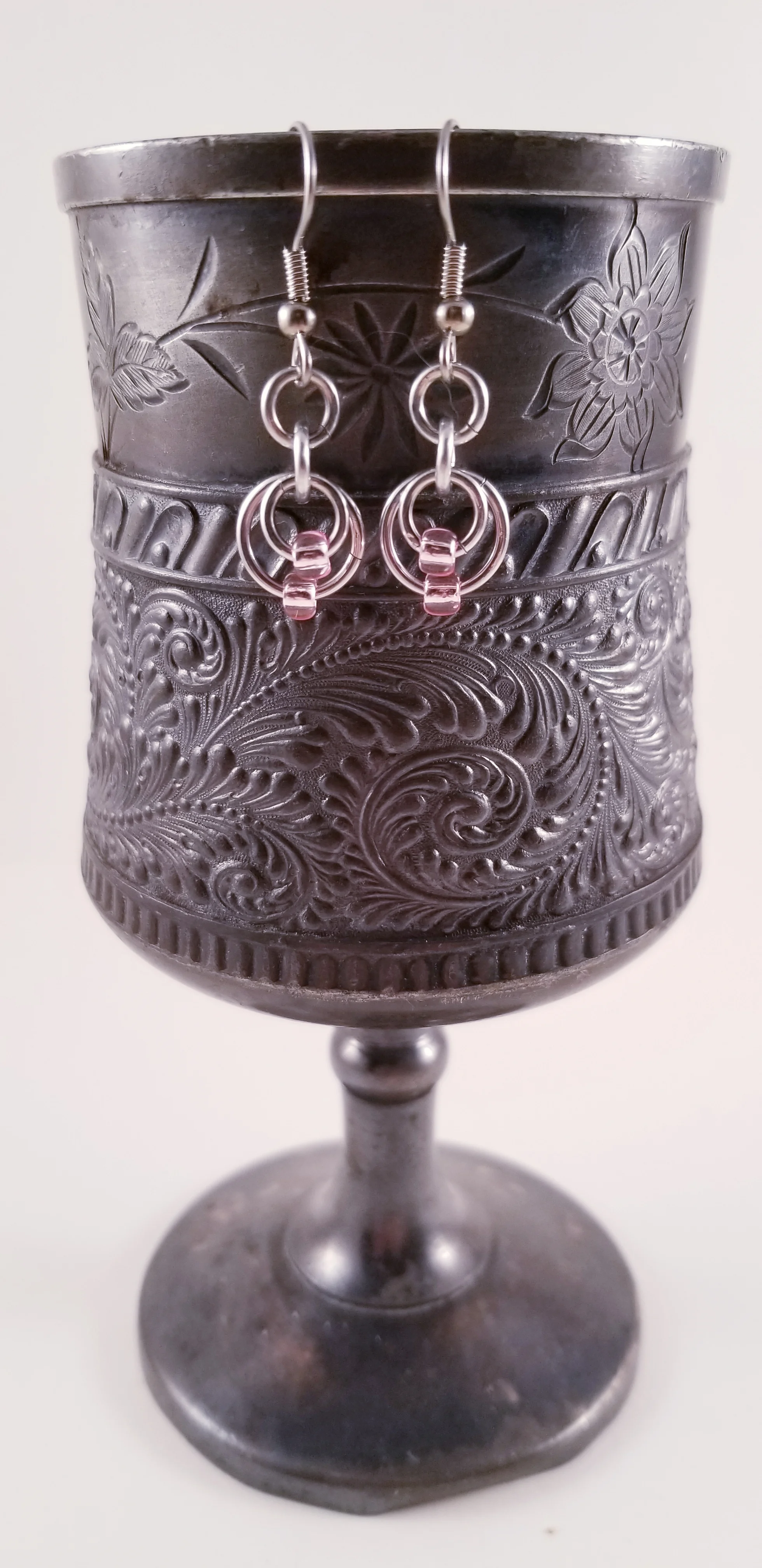 Earrings- Ring-dings Silver and Pink