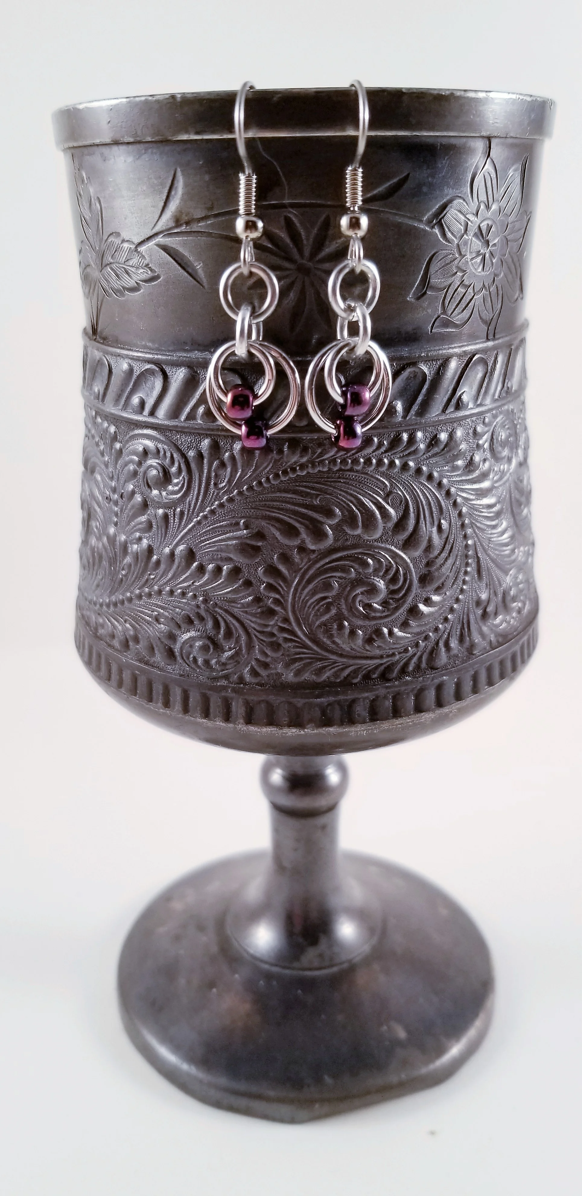 Earrings- Ring-Dings Silver and Peacock