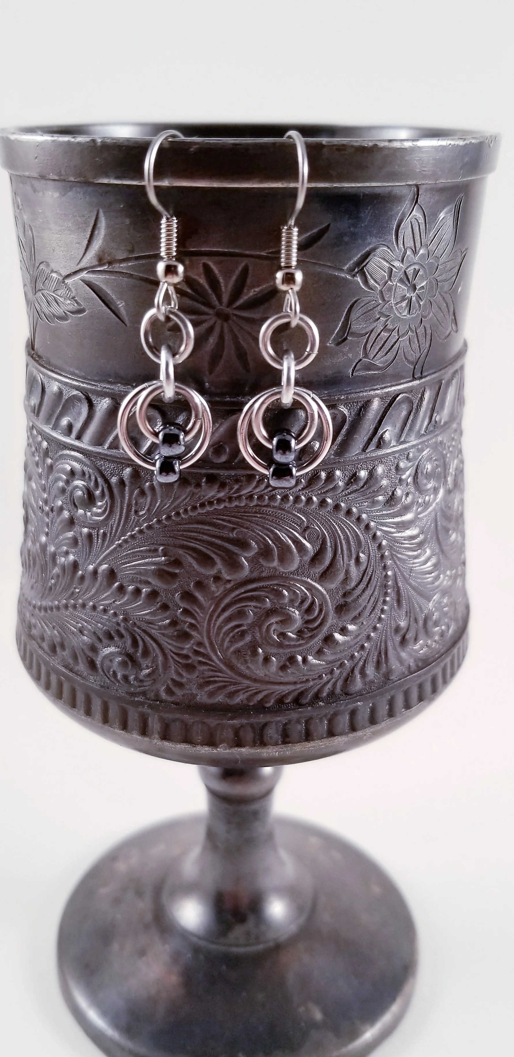 Earrings- Ring-dings Silver and Gray