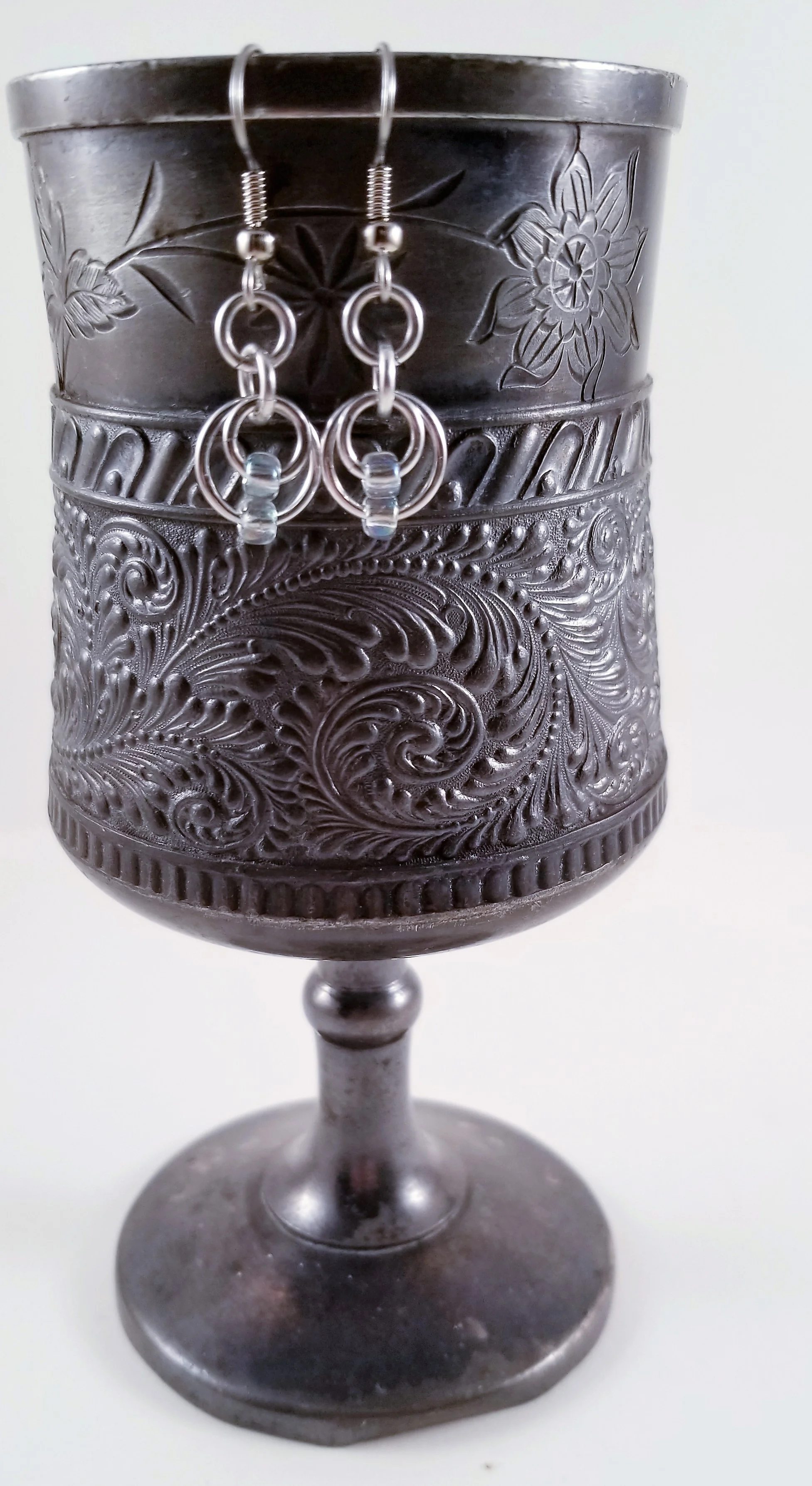 Earrings- Ring-dings Silver and Opalescent