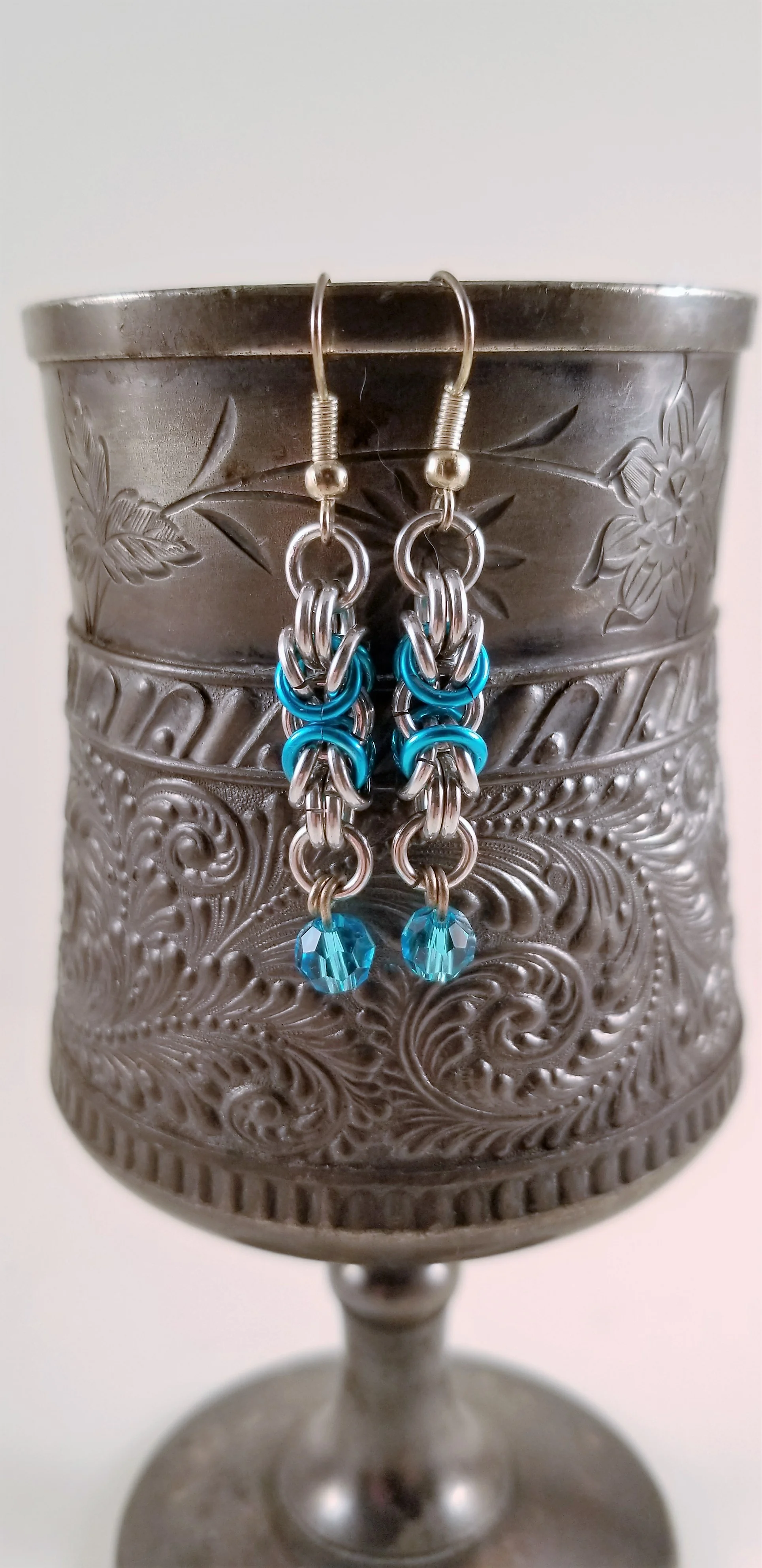 Earrings- Byzantine Dangles Silver and Turquoise