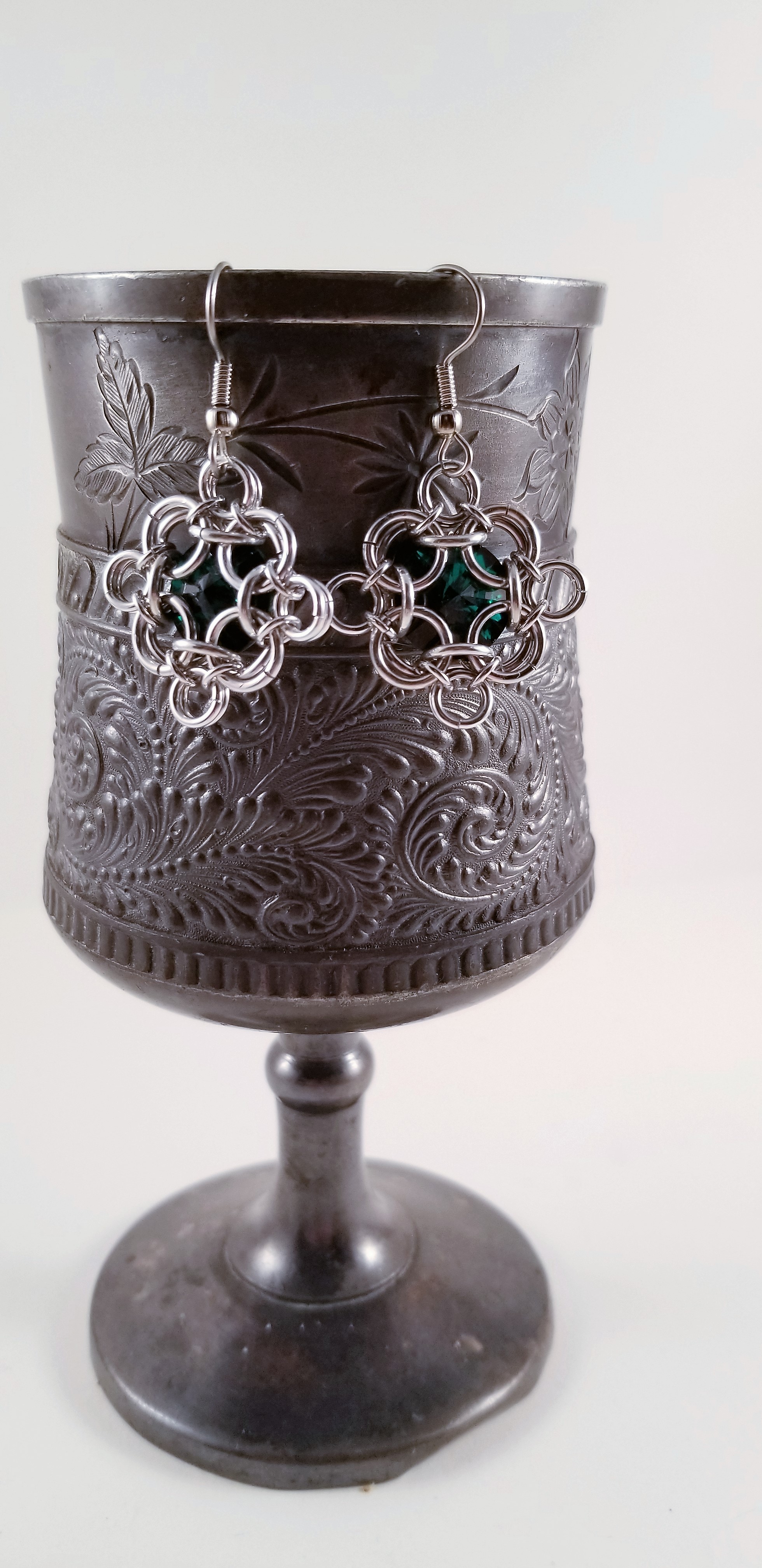 Earrings- Rivoli Power Silver and Swarovski Emerald