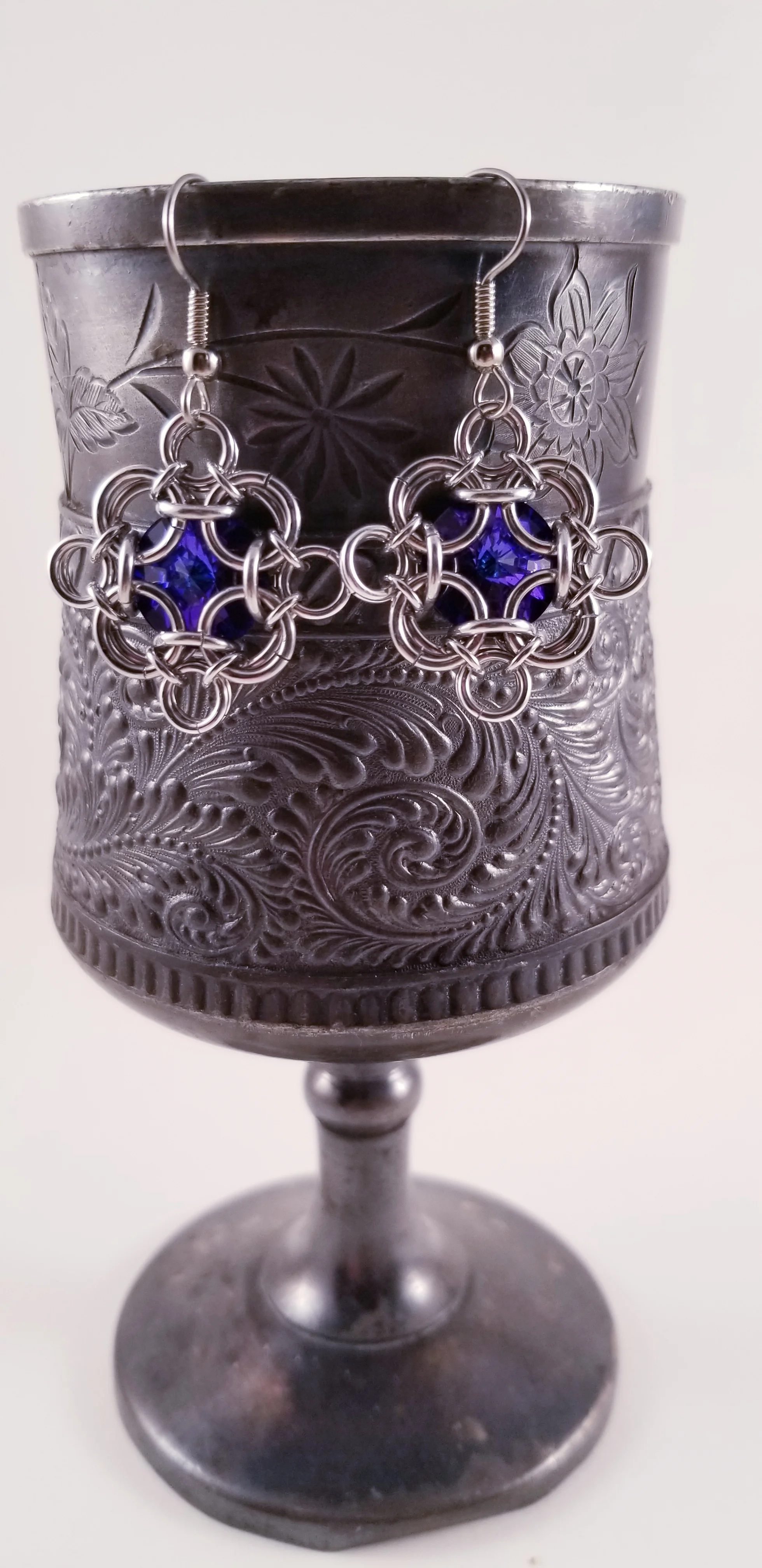 Earrings- Rivoli Power Silver and Swarovski Heliotrope