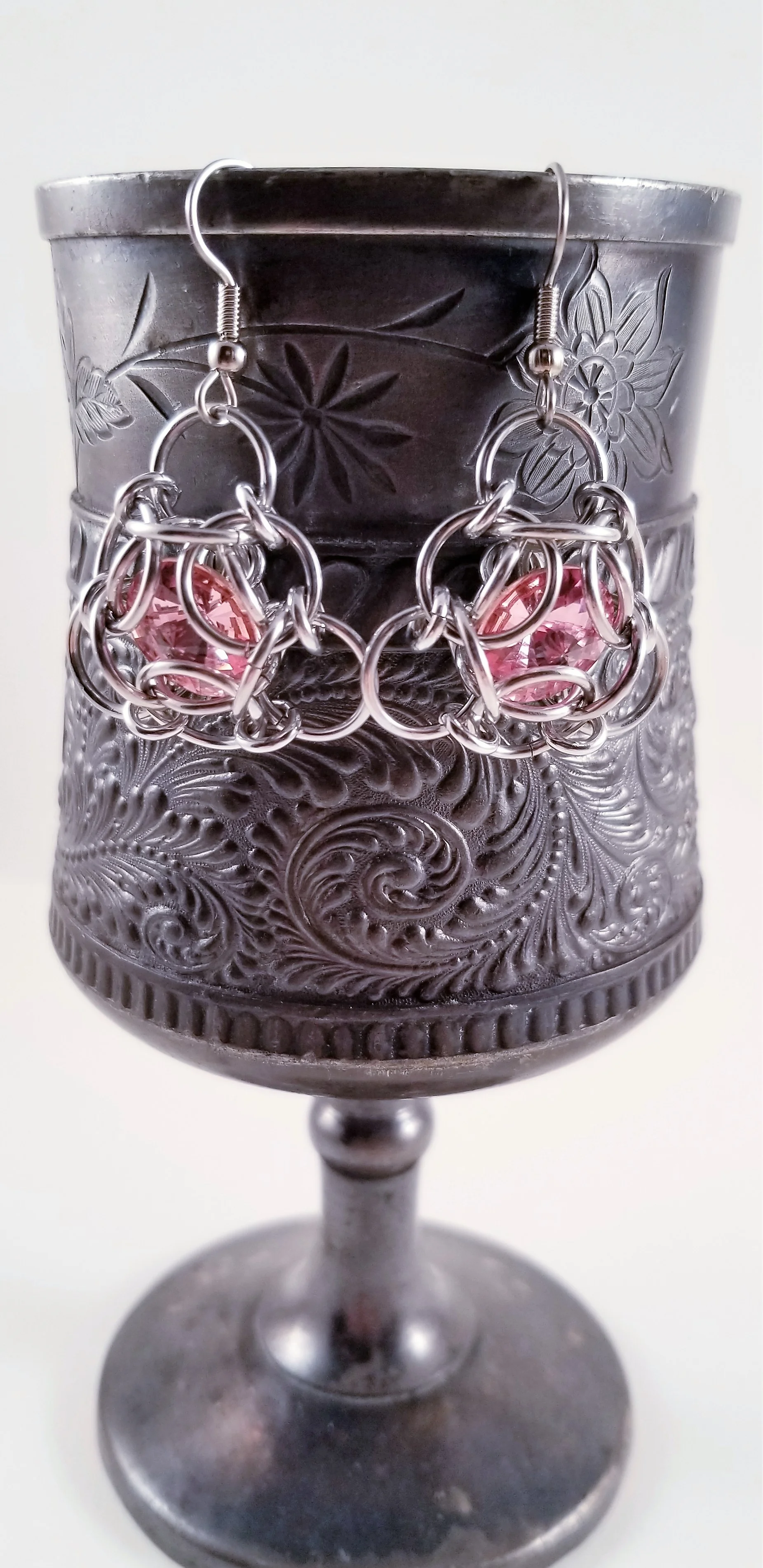 Earrings- Isotope Silver and Swarovski Pink