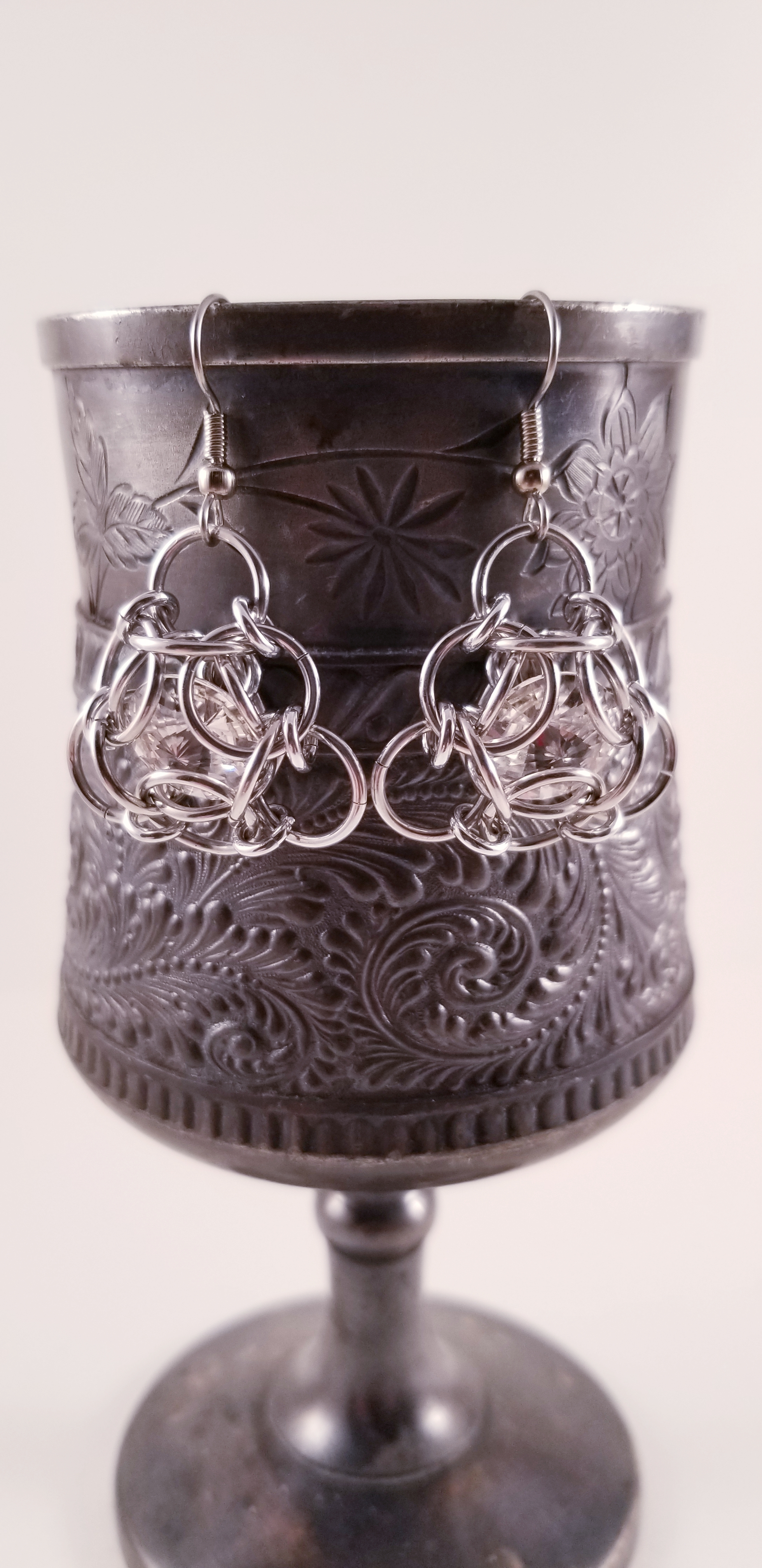 Earrings- Isotope Silver and Swarovski Crystal Clear