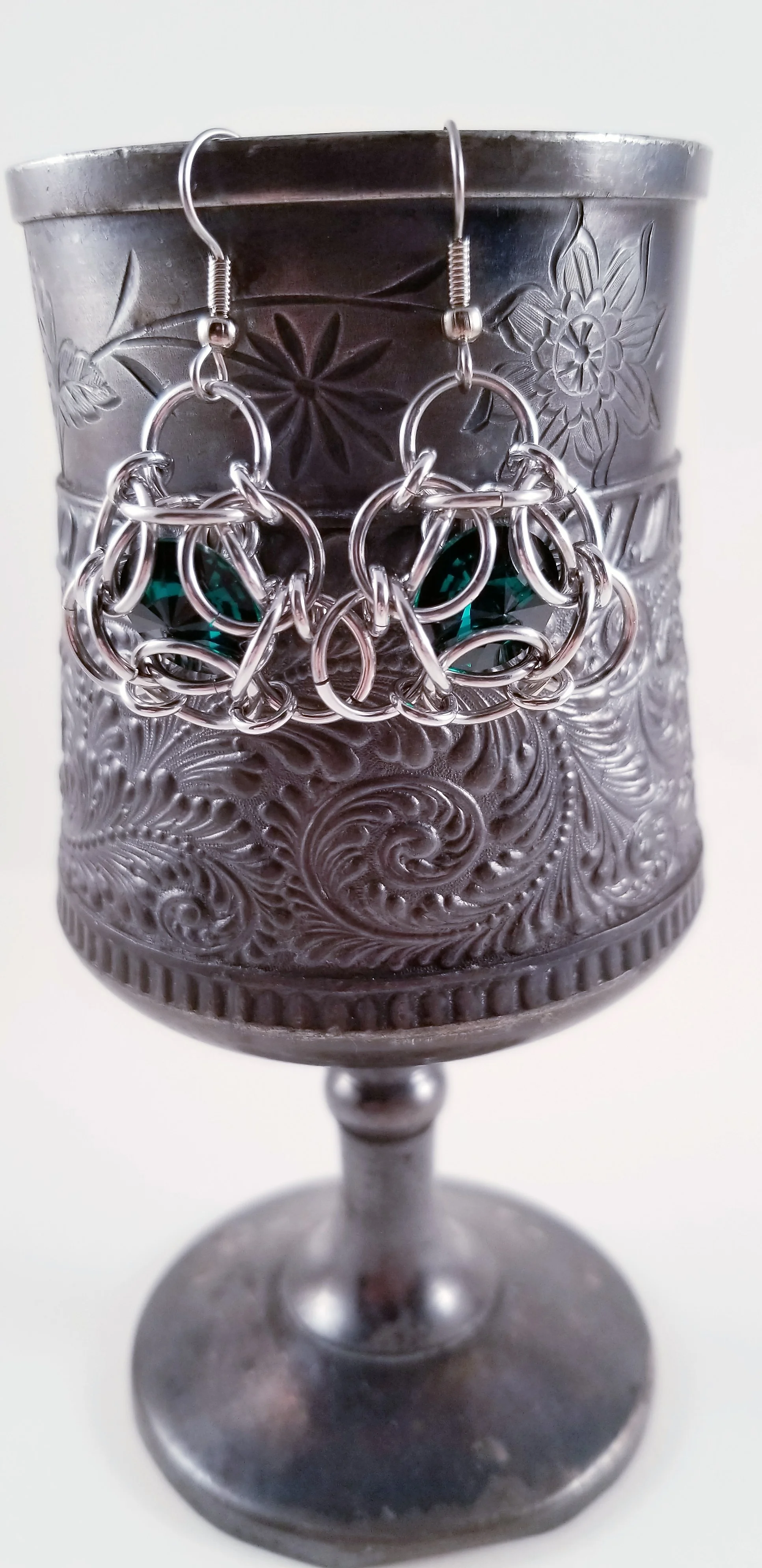 Earrings- Isotope Silver and Swarovski Emerald