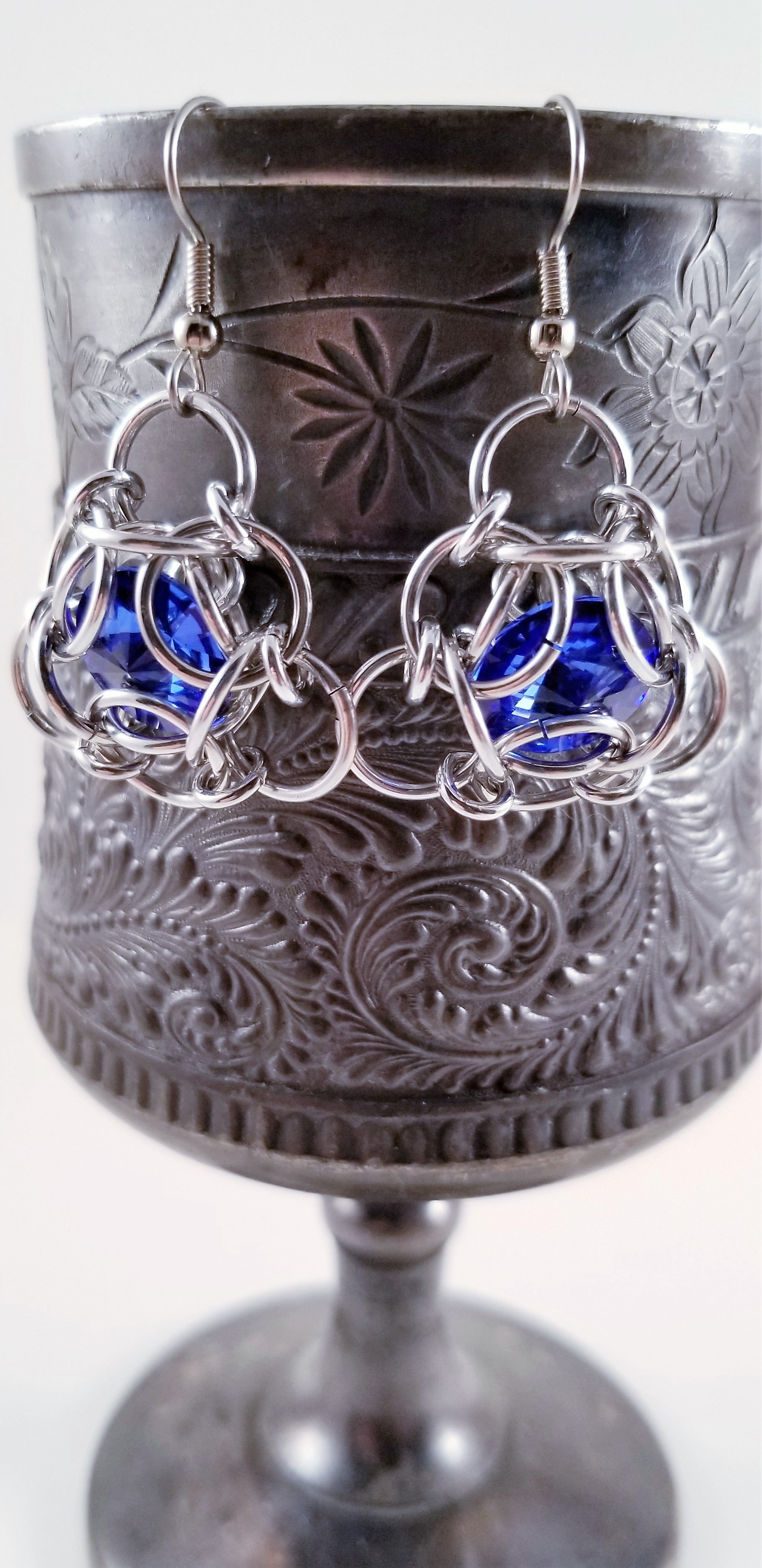 Earrings- Isotope Silver and Swarovski Ultramarine