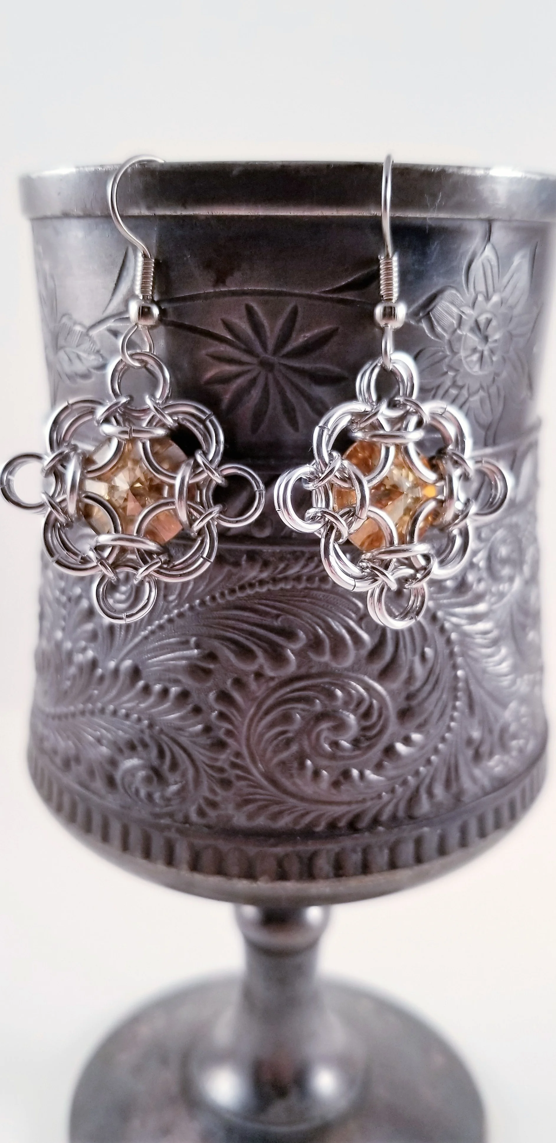 Earrings- Rivoli Power Silver and Swarovski Soft Gold