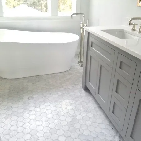 C L E A N  L I N E S. Master bath coming together! #customcabinets #farrowandball#ecopaint#masterbathroom