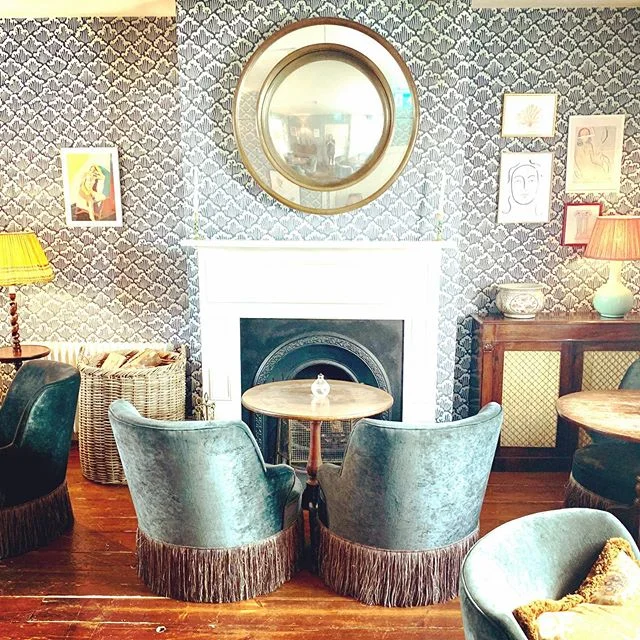 Loving the quintessential English decor @northhouse.cowes and ticks all my eco boxes with Farrow &amp; Ball wallpapers and paints, natural sisal and wood flooring plus recycled furniture and antiques 💚#farrowandball  #englishinteriors #ecointeriors