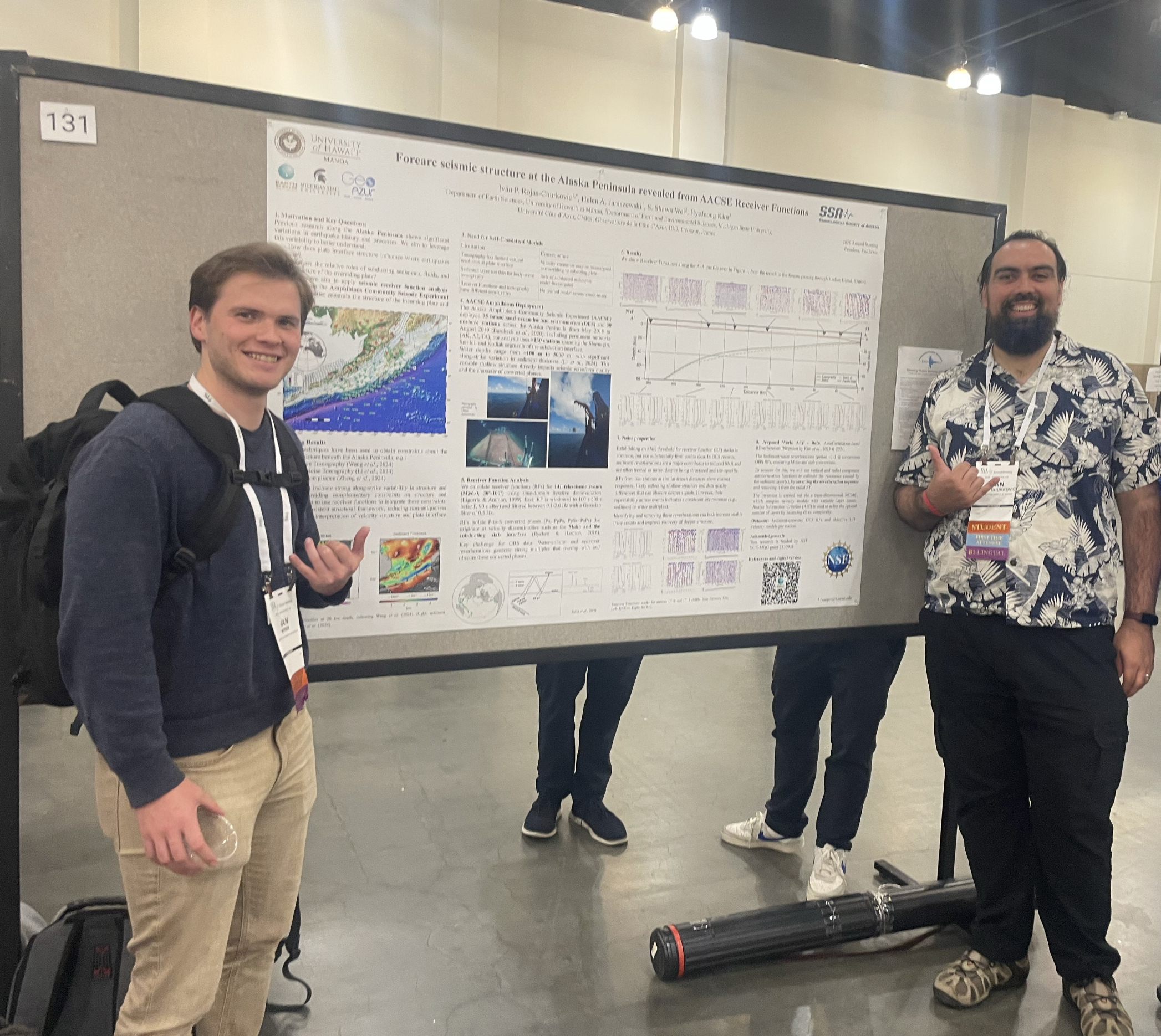  PhD students, Ian Wynn and Iván Rojas-Churkovic, at the 2026 SSA Annual Meeting. 