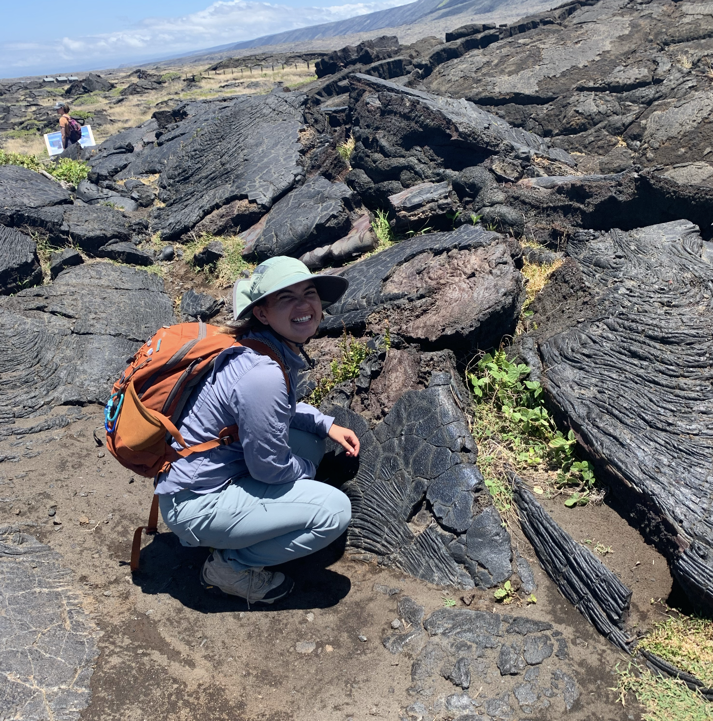  MS student, Jade Wight, enjoying sightseeing in Hawaiʻi Volcanoes National Park during the Pāhala deployment. 