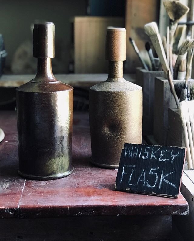 This whiskey flask with shot glass cap has been a popular Fathers Day gift.  This flask can also be personalized with  initials on a leather  tag (look at the second photo). If you&rsquo;re interested in any one of these two flasks please DM me.  #fa