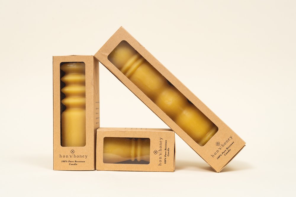 set of 100% beeswax candles