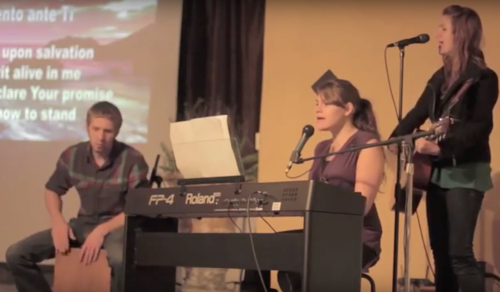 Nick, Mariela, and Rosalia leading worship (2012)