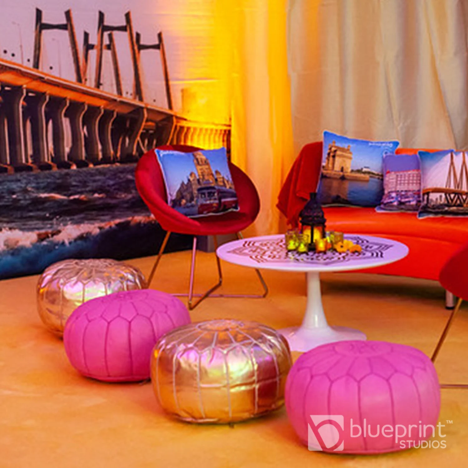 LEATHER MAROC POUF — BLUEPRINT STUDIOS EVENT RENTALS SAN FRANCISCO BAY AREA