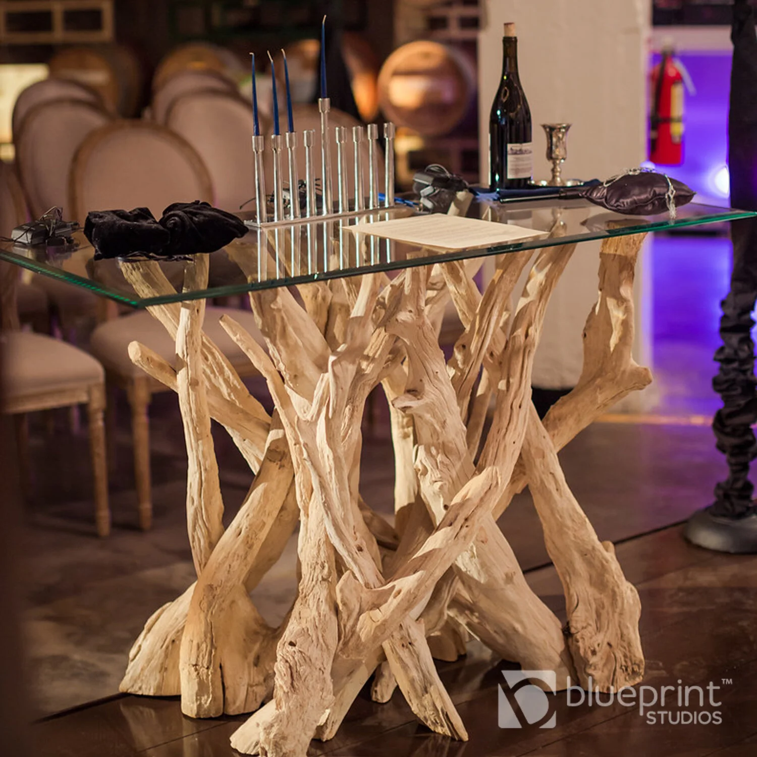 DRIFTWOOD CONSOLE TABLE — BLUEPRINT STUDIOS EVENT RENTALS SAN FRANCISCO