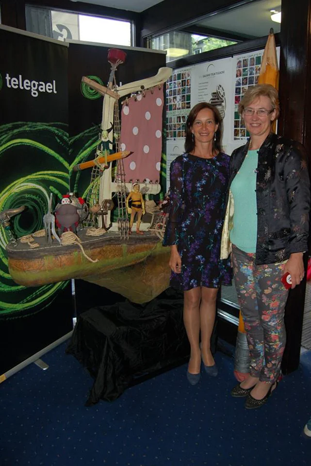 Ambassador of Estonia Mrs. Kristi Karelsohn pictured with Estonian Producer Kerdi Oengo pictured in front of the 'Captain Morten and the Spider Queen' display. Photo Billy Keady