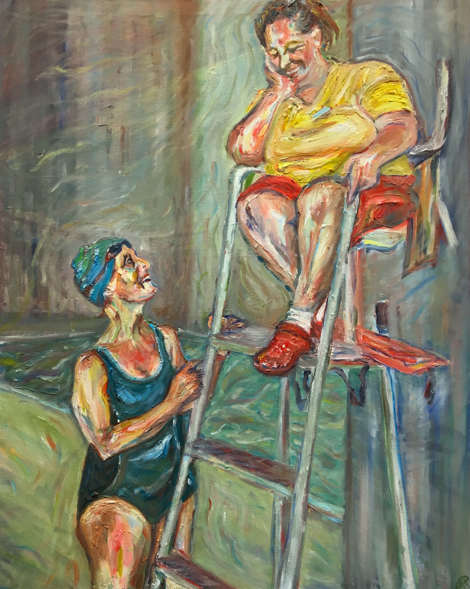 Pool Chat-oil paint on canvas
