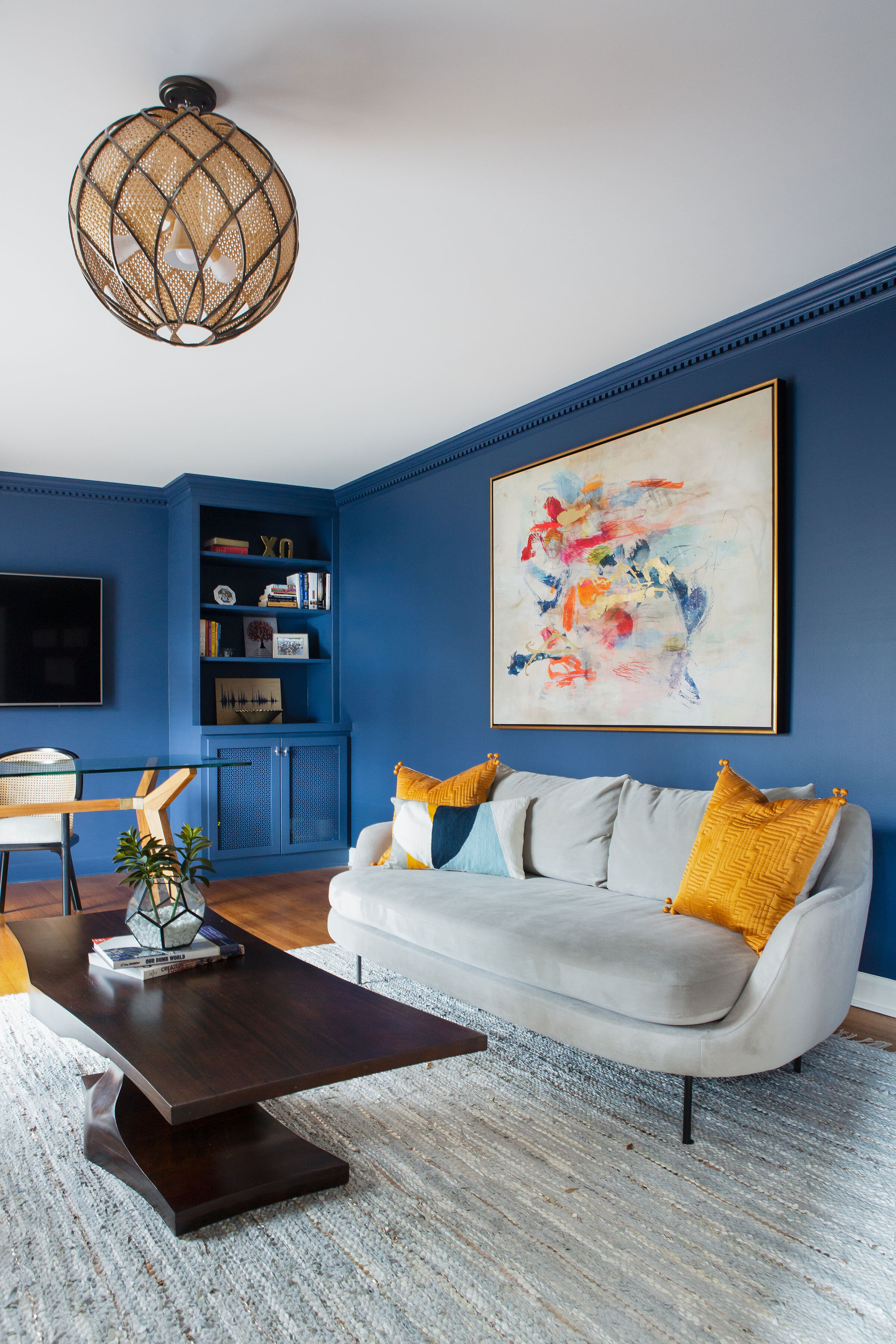 Blue living room Memphis Interior Designer