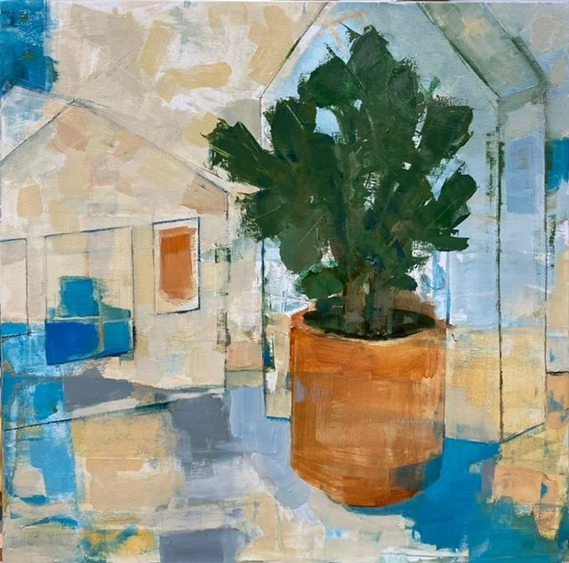 Still Life with Jade Plant - 14"x14" oil on cradled panel