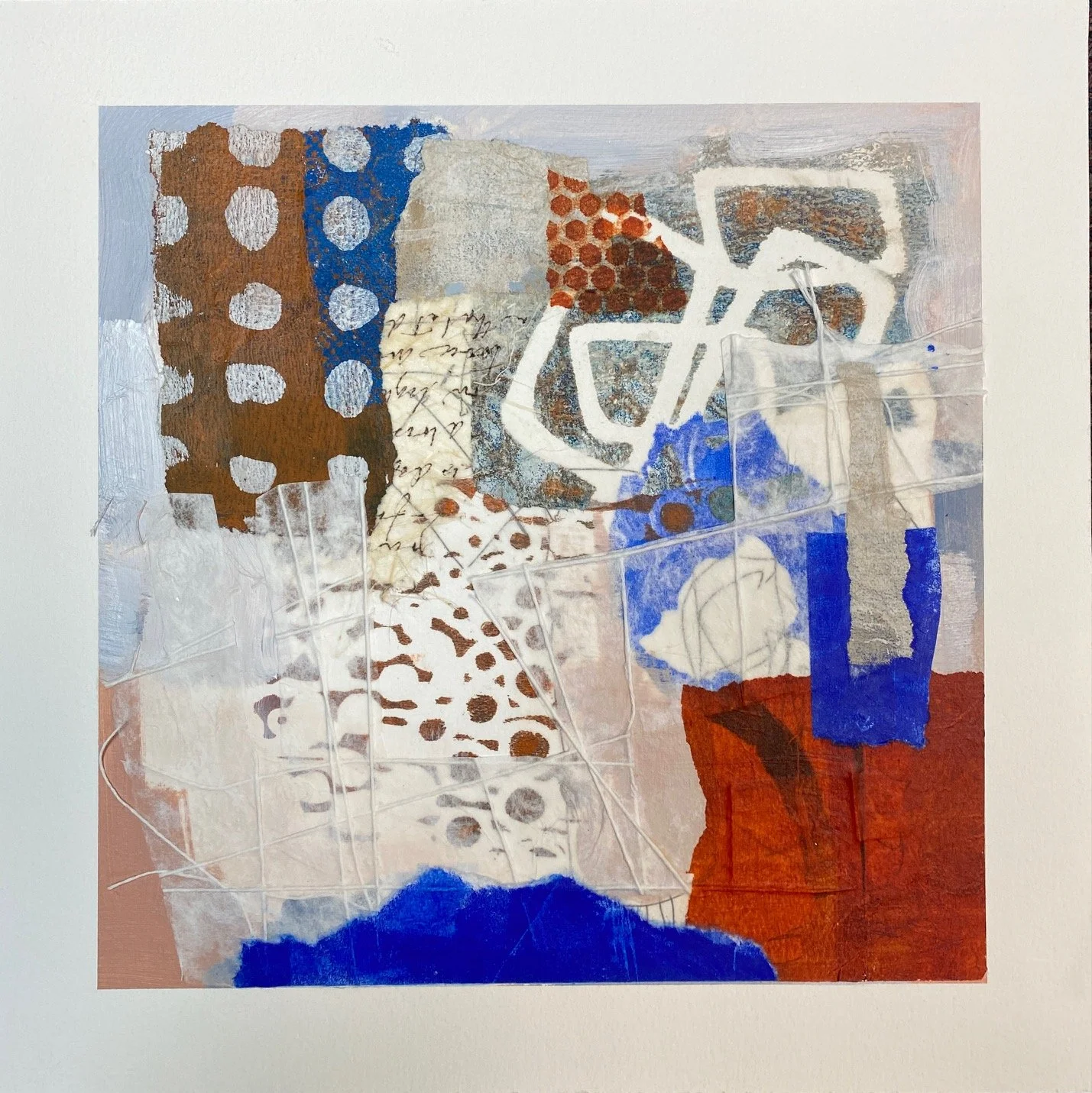 Ephemeral 14 - 12"x12"x1.5"  drawing prints, painted washi papers,  graphite, and acrylic on hahnemule paper mounted on cradled panel