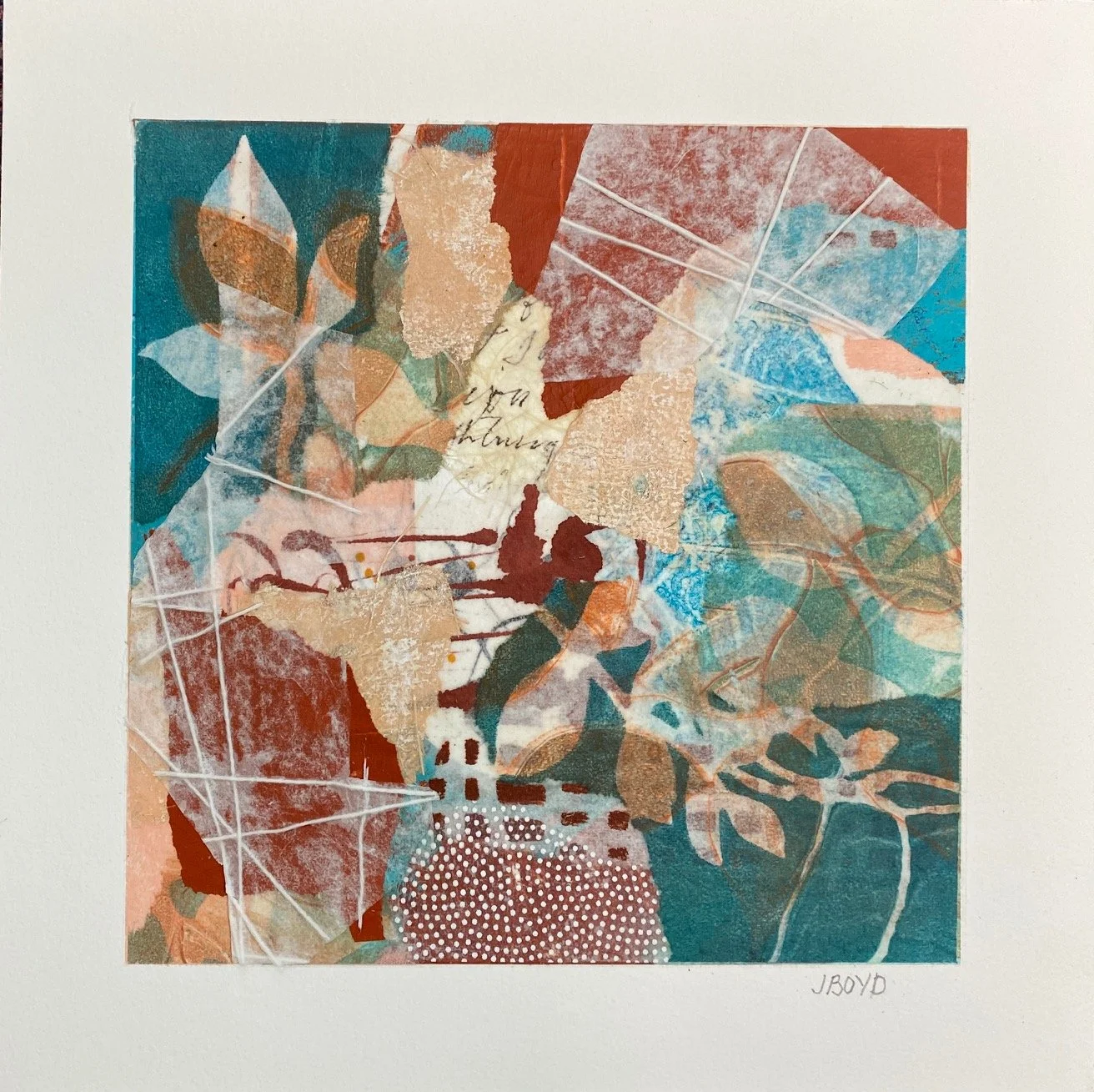 Ephemeral 19 - 10"x10"x1.5"  painted washi papers,  graphite, acrylic and ink on hahnemule paper mounted on cradled panel