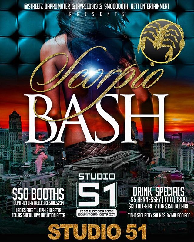 Need something to do this #veteransday ? Come party with @jay_reed313 . Next Saturday it’s going down . Ladies Free before 11pm , $5 Hennessy and other Drink specials . Contact @jay_reed313 for ticket and booth info. #scorpioseason #scorpio